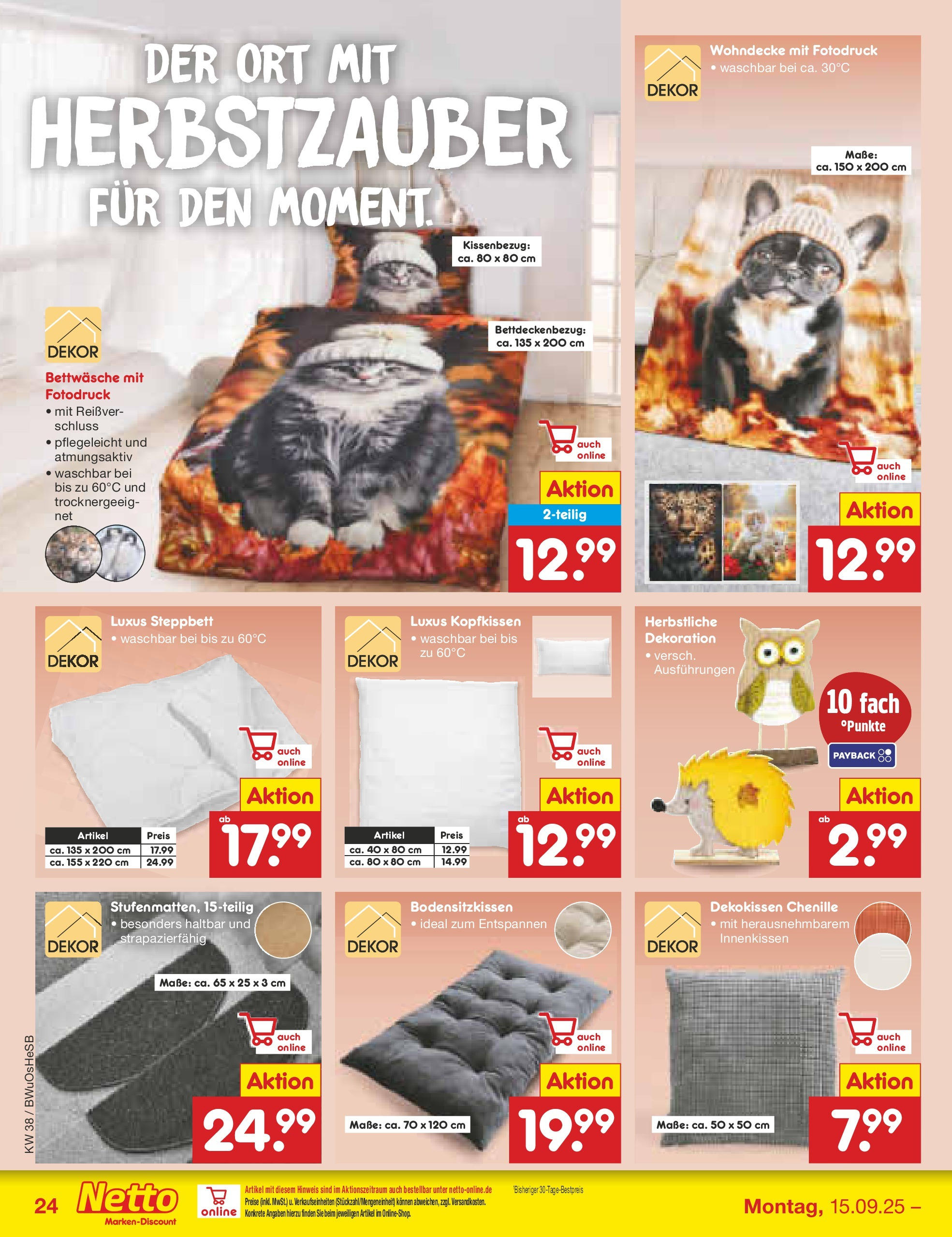 Netto Marken-Discount prospekt Osterode	 (ab 15.09.2025) » Angebote | Seite: 26 | Produkte: Bettwäsche, Kopfkissen