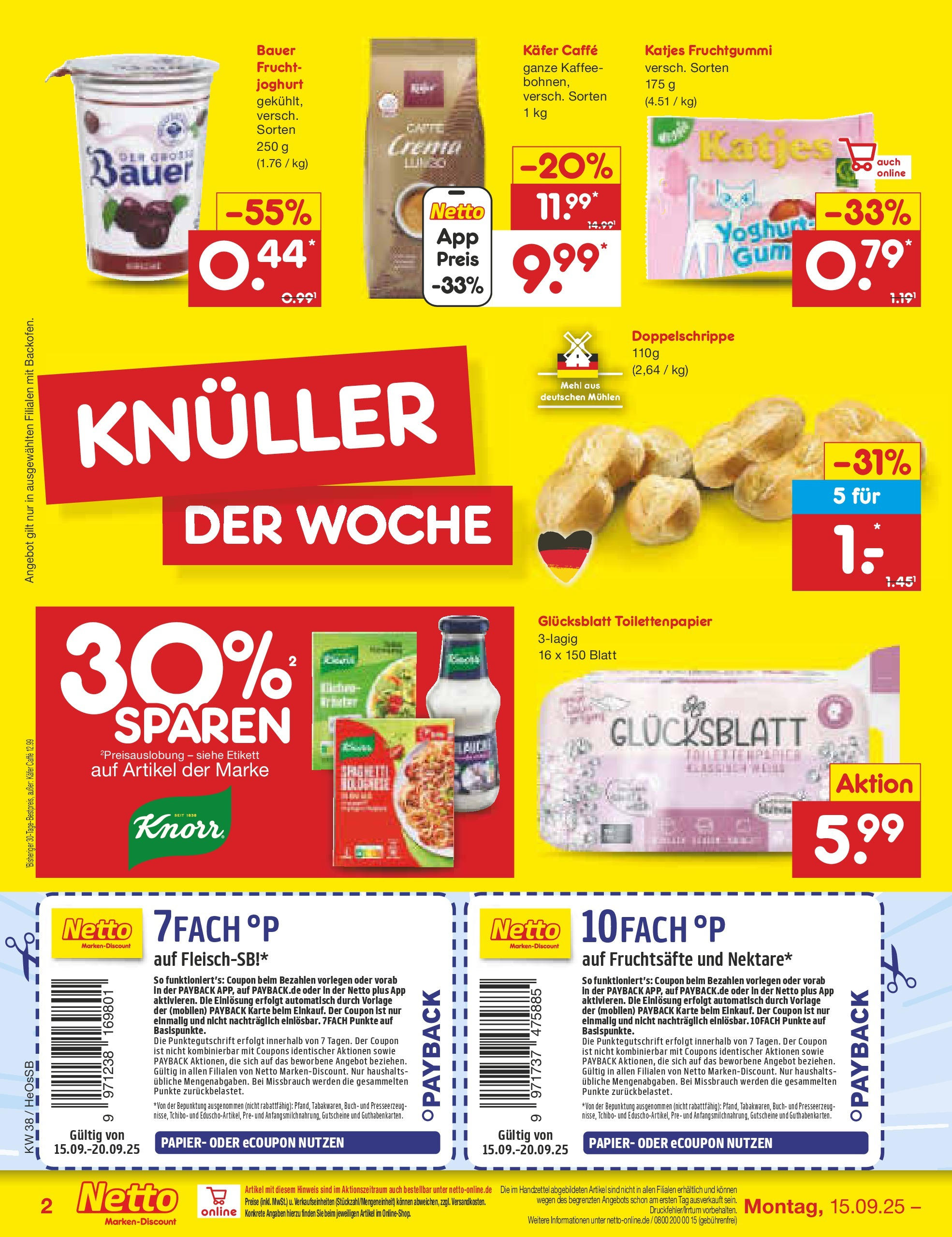 Netto Marken-Discount prospekt Kröpelin	 (ab 15.09.2025) » Angebote | Seite: 2 | Produkte: Mehl, Joghurt, Katjes, Toilettenpapier