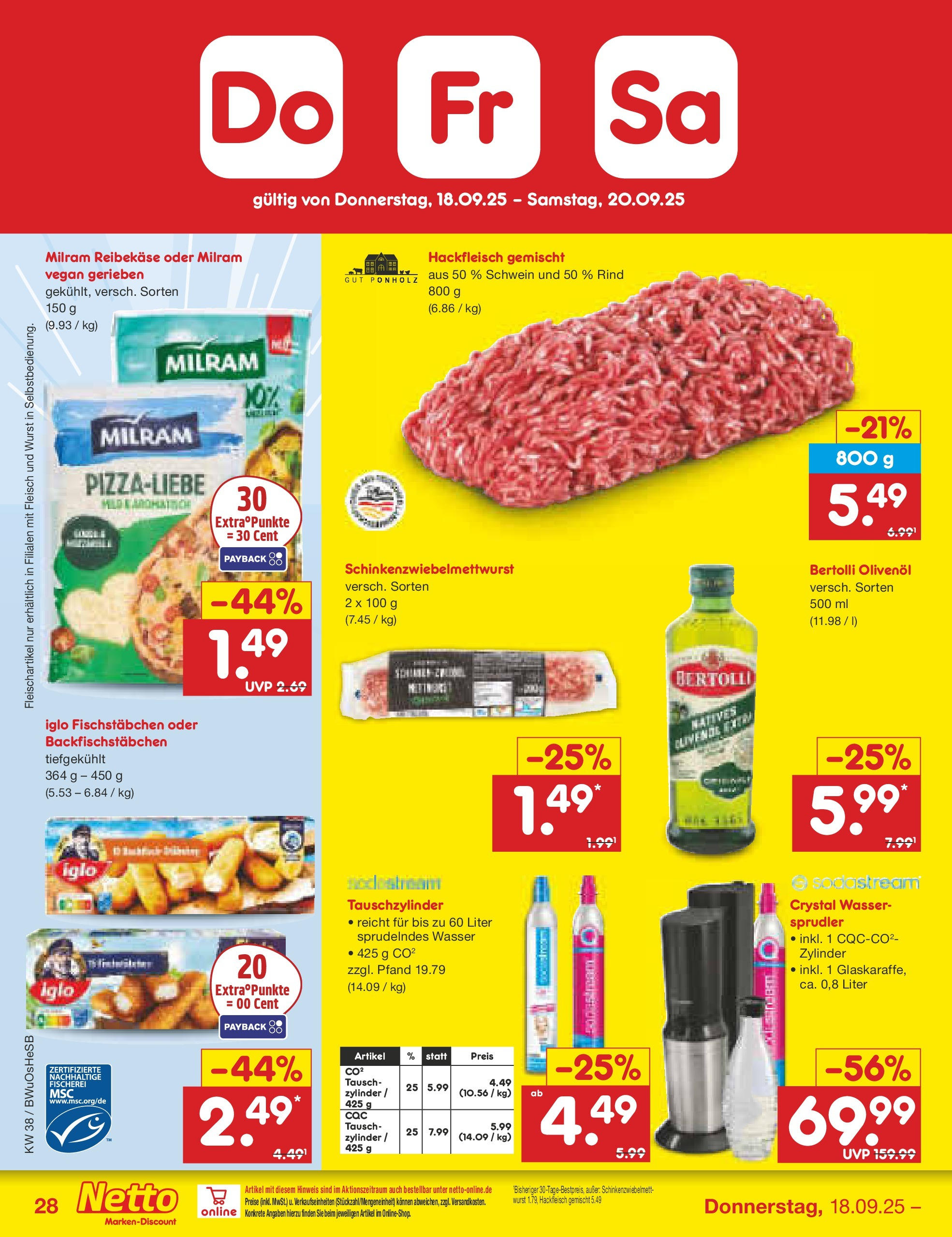 Netto Marken-Discount prospekt Osterode	 (ab 15.09.2025) » Angebote | Seite: 32 | Produkte: Milram, Reibekase, Fleisch, Hackfleisch