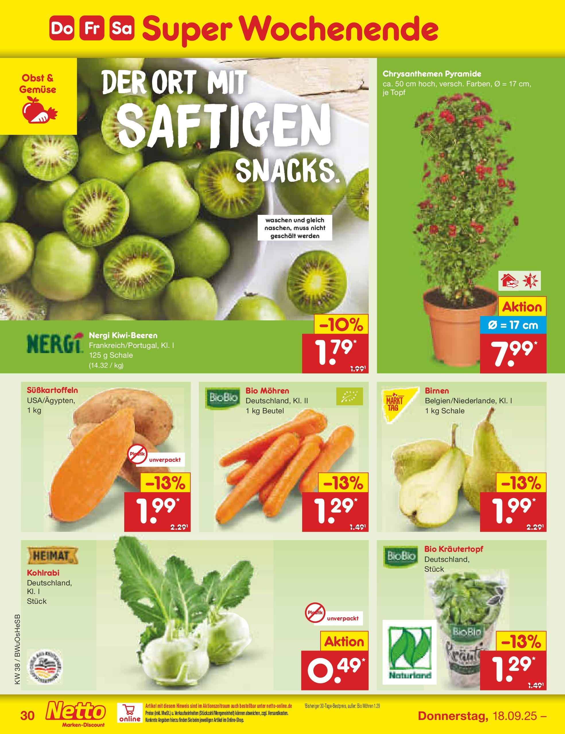 Netto Marken-Discount prospekt Osterode	 (ab 15.09.2025) » Angebote | Seite: 34 | Produkte: Kohlrabi, Mohren, Gemüse, Obst