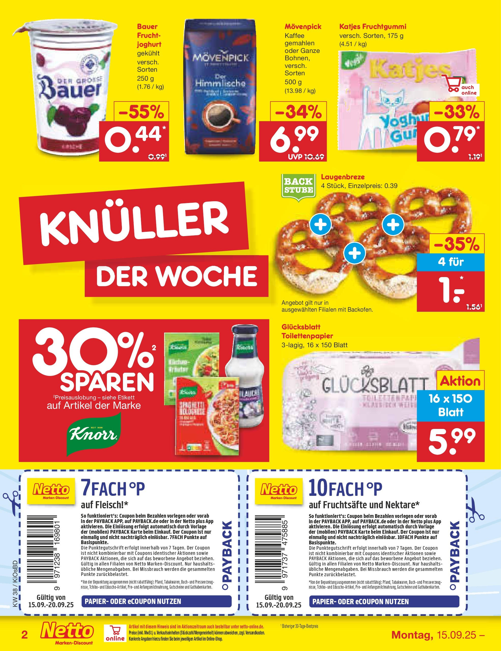 Netto Marken-Discount prospekt Mistelbach	 (ab 14.09.2025) » Angebote | Seite: 2 | Produkte: Presse, Kaffee, Knorr, Toilettenpapier