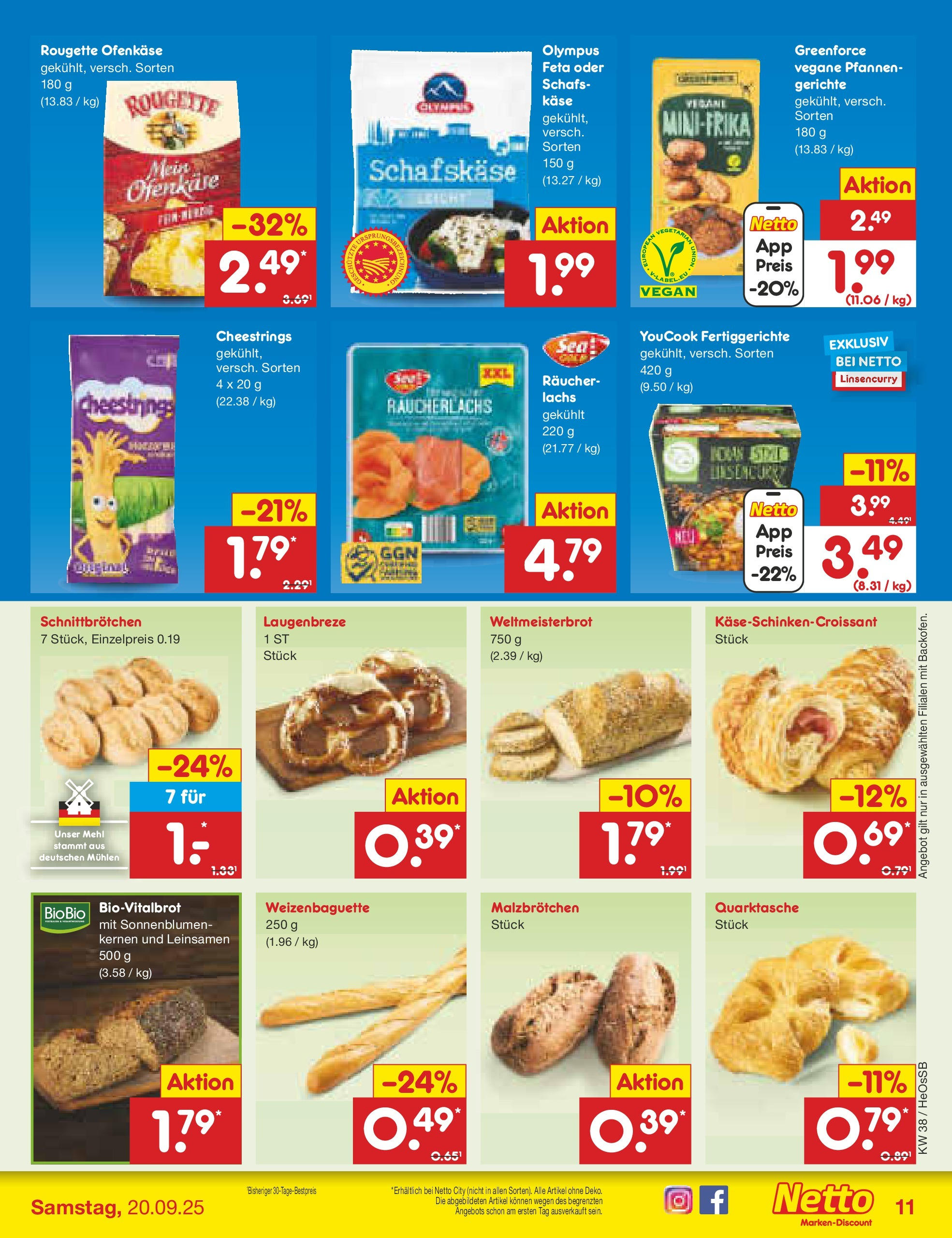 Netto Marken-Discount prospekt Kröpelin	 (ab 15.09.2025) » Angebote | Seite: 11 | Produkte: Youcook, Käse, Räucherlachs, Fertiggerichte