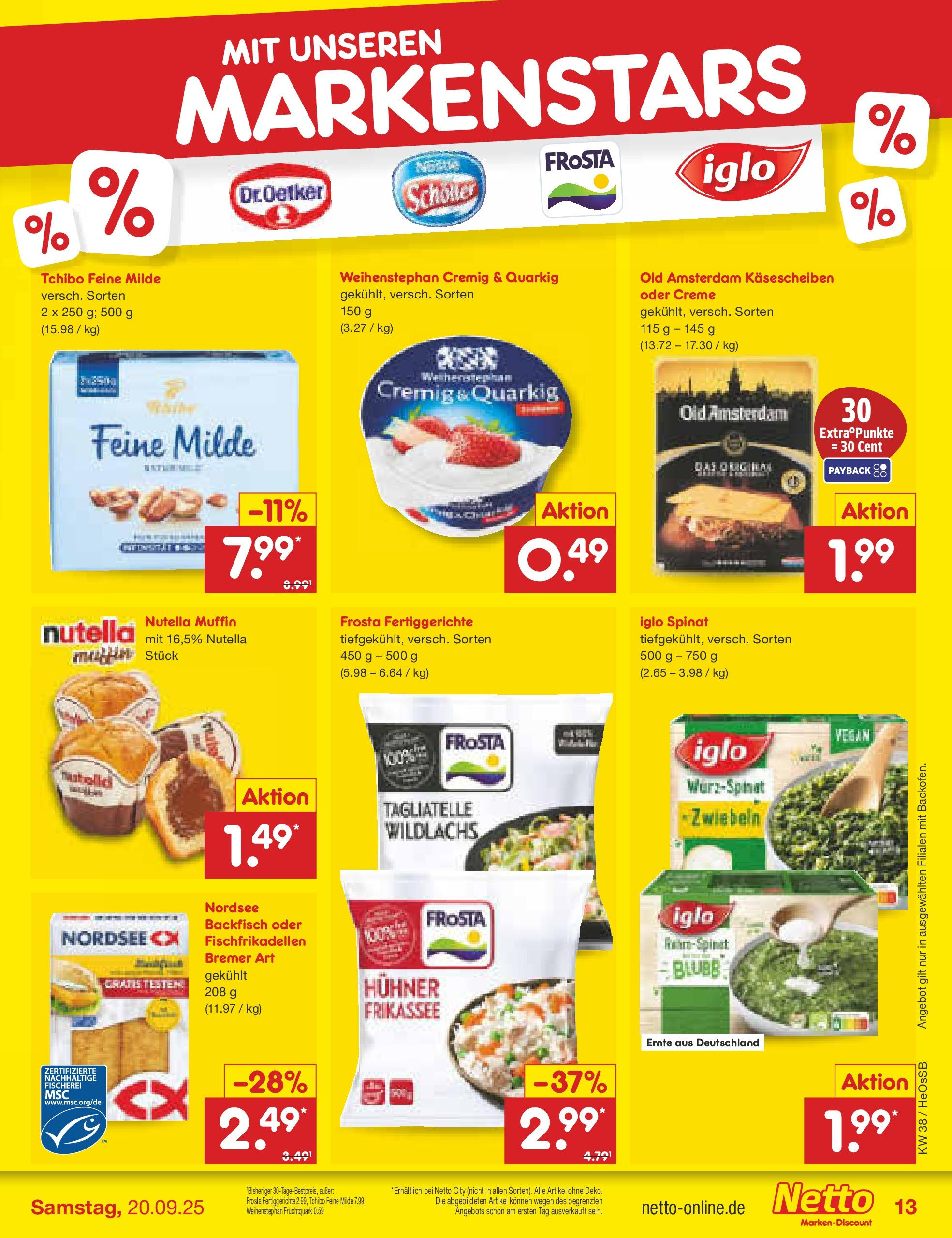 Netto Marken-Discount prospekt Kröpelin	 (ab 15.09.2025) » Angebote | Seite: 13 | Produkte: Creme, Frosta, Nutella, Zwiebeln