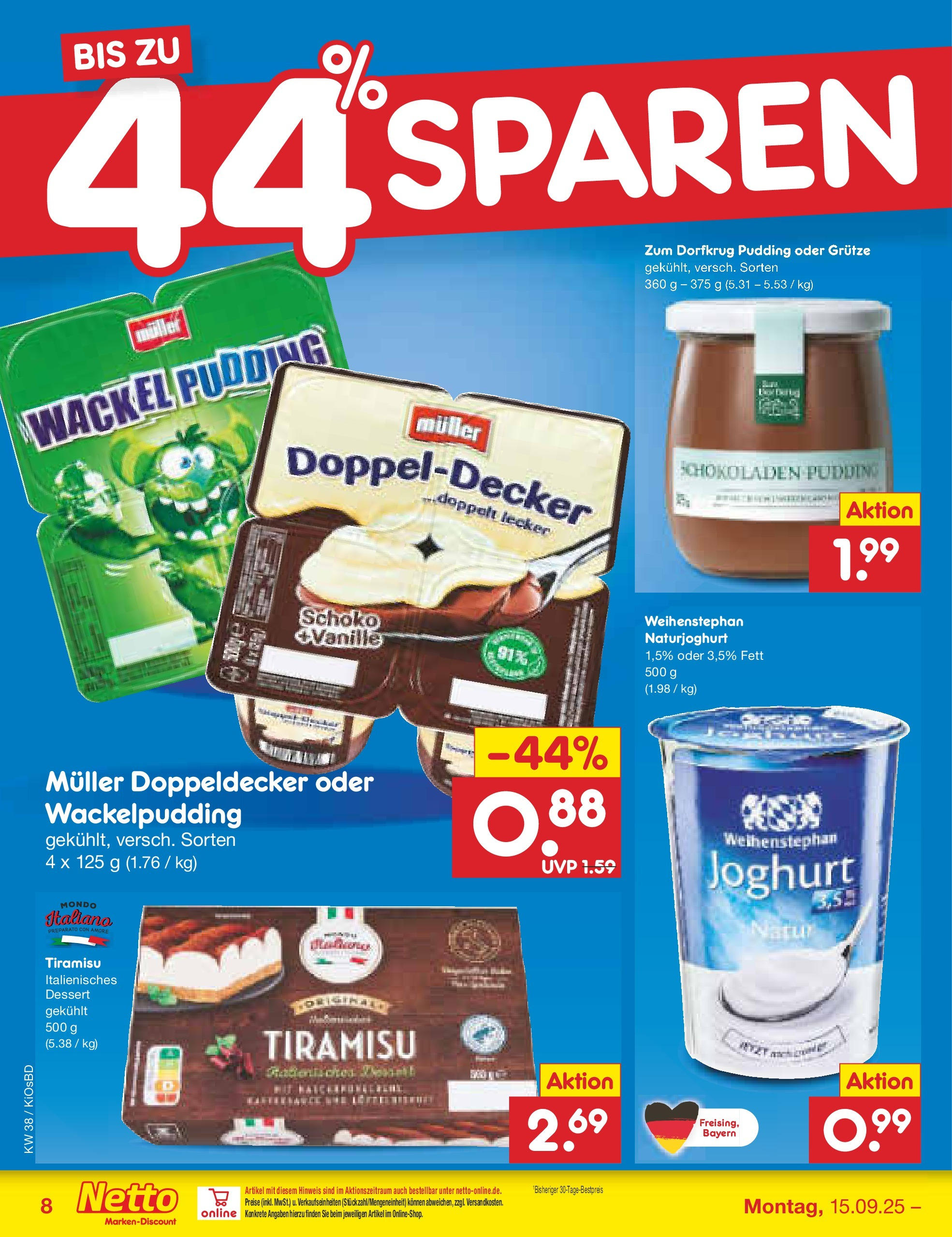 Netto Marken-Discount prospekt Mistelbach	 (ab 14.09.2025) » Angebote | Seite: 8 | Produkte: Joghurt, Pudding