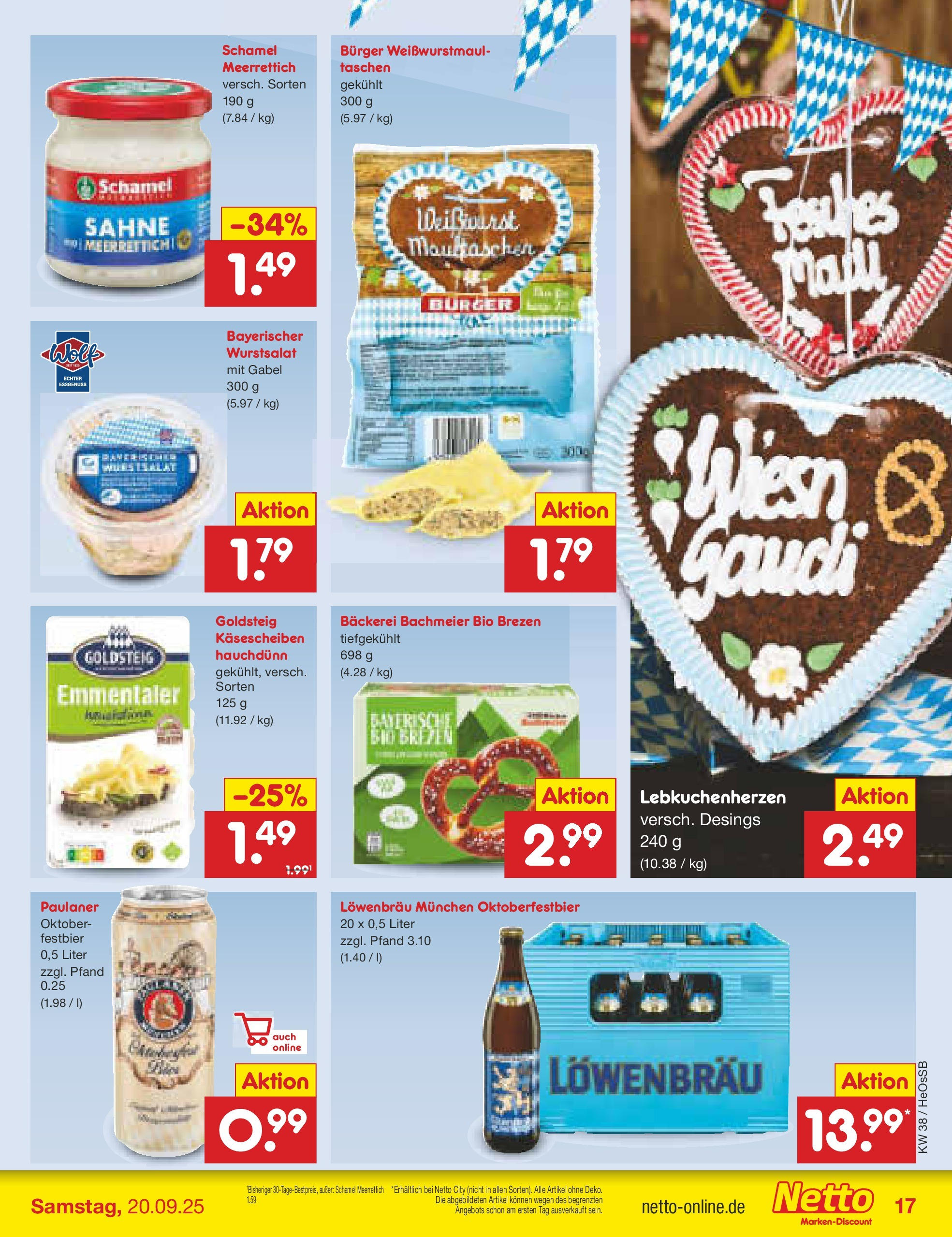 Netto Marken-Discount prospekt Kröpelin	 (ab 15.09.2025) » Angebote | Seite: 17 | Produkte: Bäckerei, Burger, Maultaschen, Paulaner