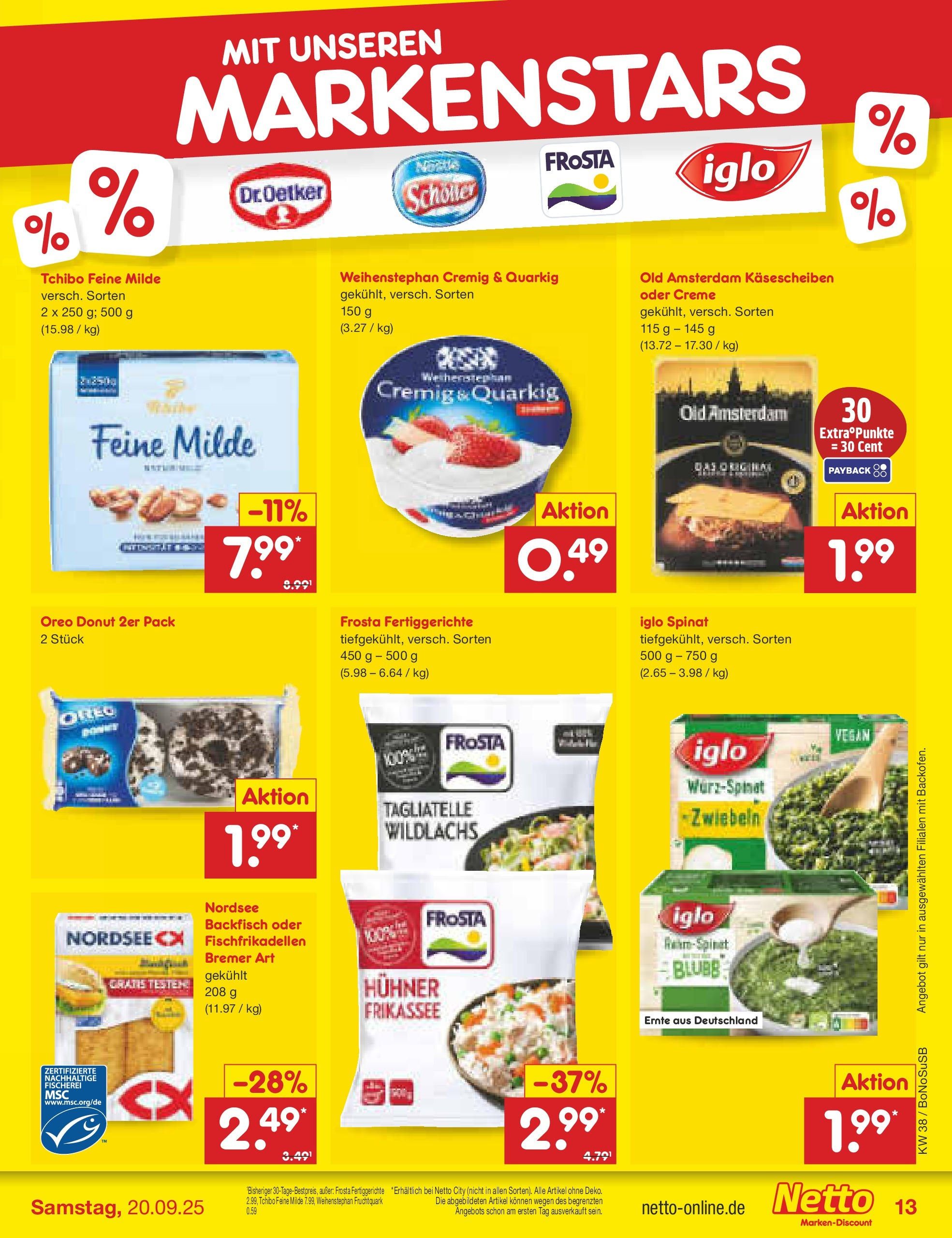 Netto Marken-Discount prospekt Herne	 (ab 15.09.2025) » Angebote | Seite: 13 | Produkte: Iglo, Creme, Frosta, Fertiggerichte