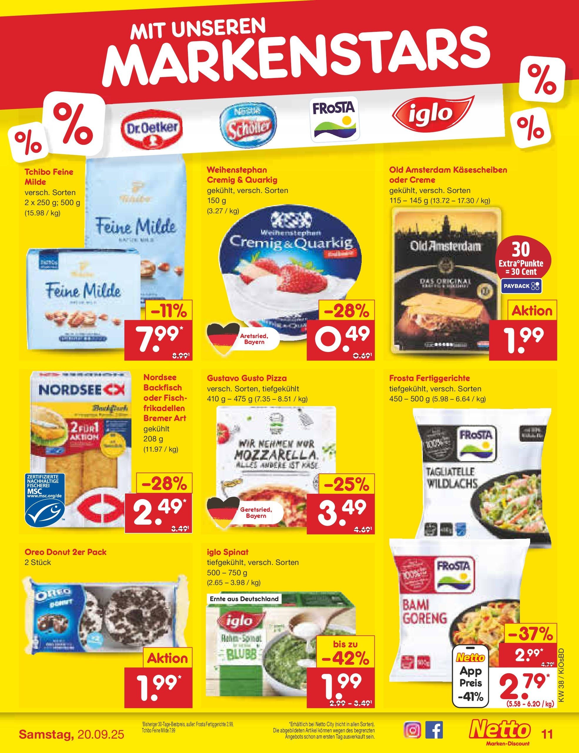 Netto Marken-Discount prospekt Mistelbach	 (ab 14.09.2025) » Angebote | Seite: 11 | Produkte: Gustavo gusto, Käse, Frosta, Fertiggerichte