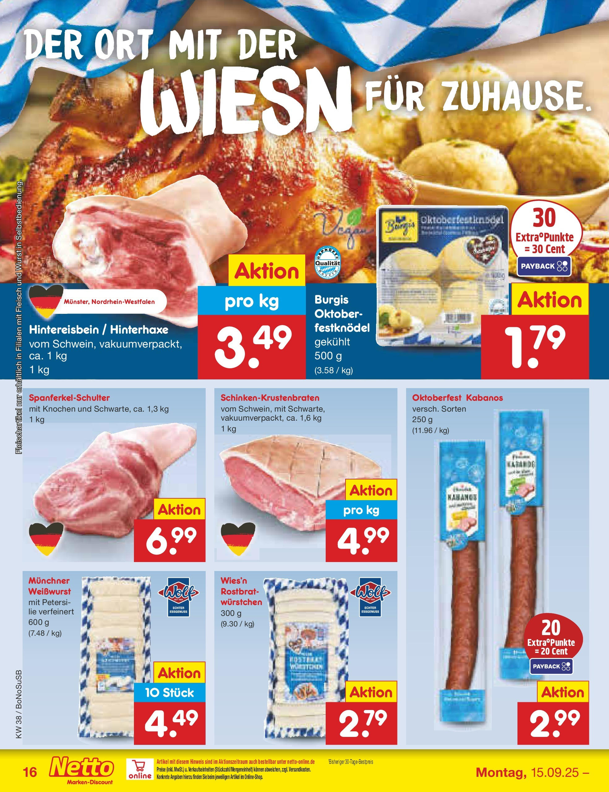 Netto Marken-Discount prospekt Herne	 (ab 15.09.2025) » Angebote | Seite: 16 | Produkte: Weißwurst, Wurst, Fleisch