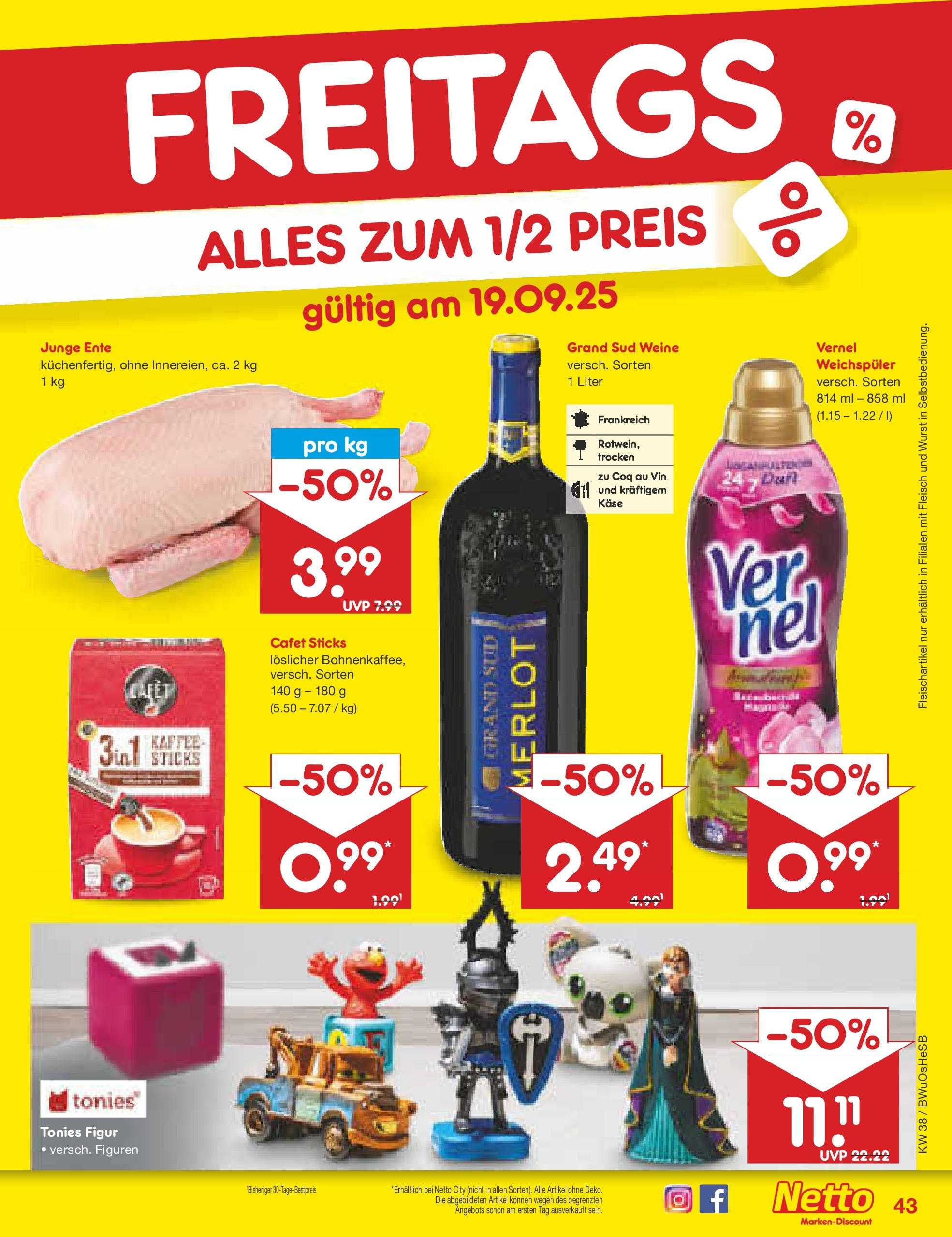 Netto Marken-Discount prospekt Osterode	 (ab 15.09.2025) » Angebote | Seite: 49 | Produkte: Käse, Merlot, Weichspüler, Fleisch