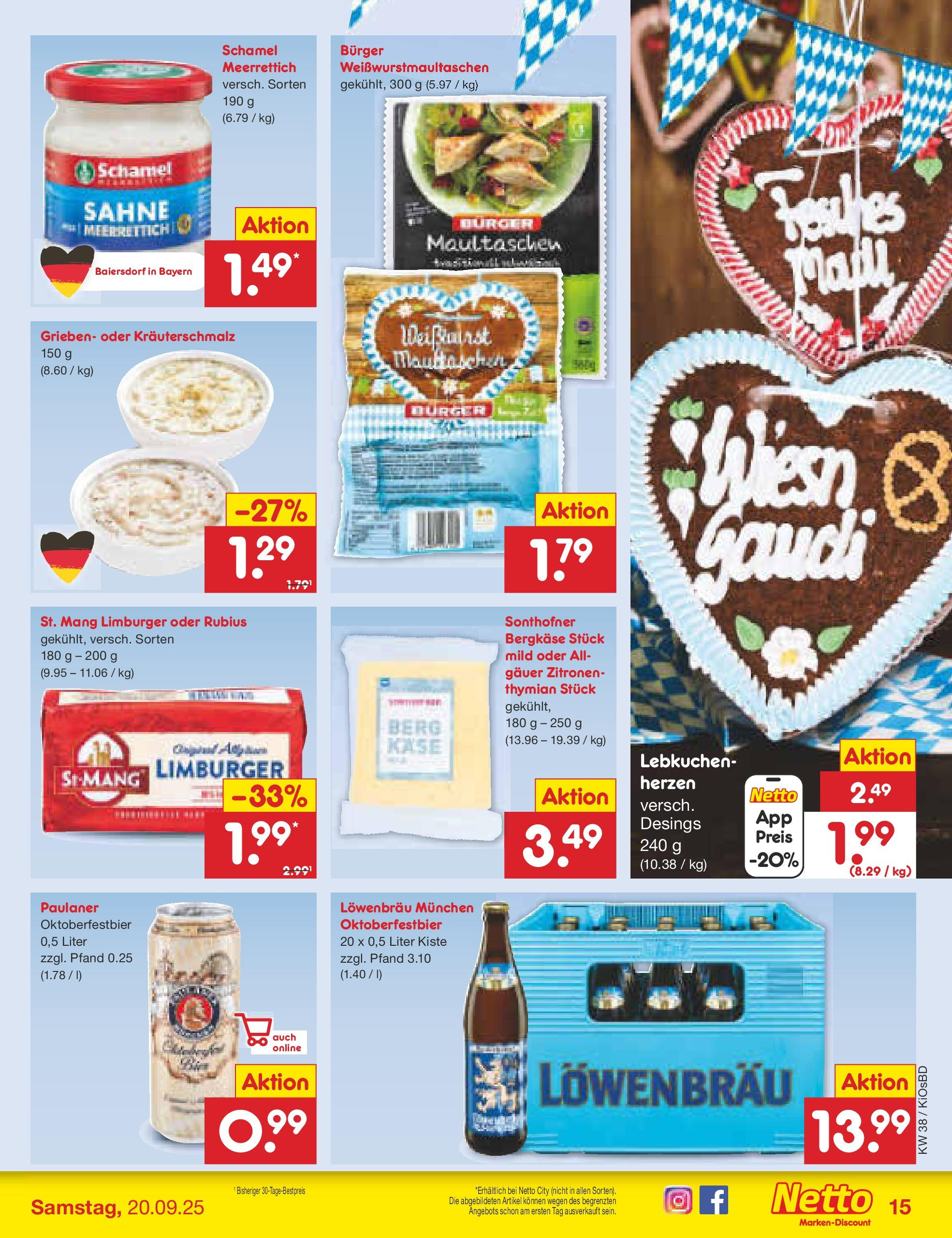 Netto Marken-Discount prospekt Mistelbach	 (ab 14.09.2025) » Angebote | Seite: 15 | Produkte: Burger, Sahne, Paulaner, Zitronen