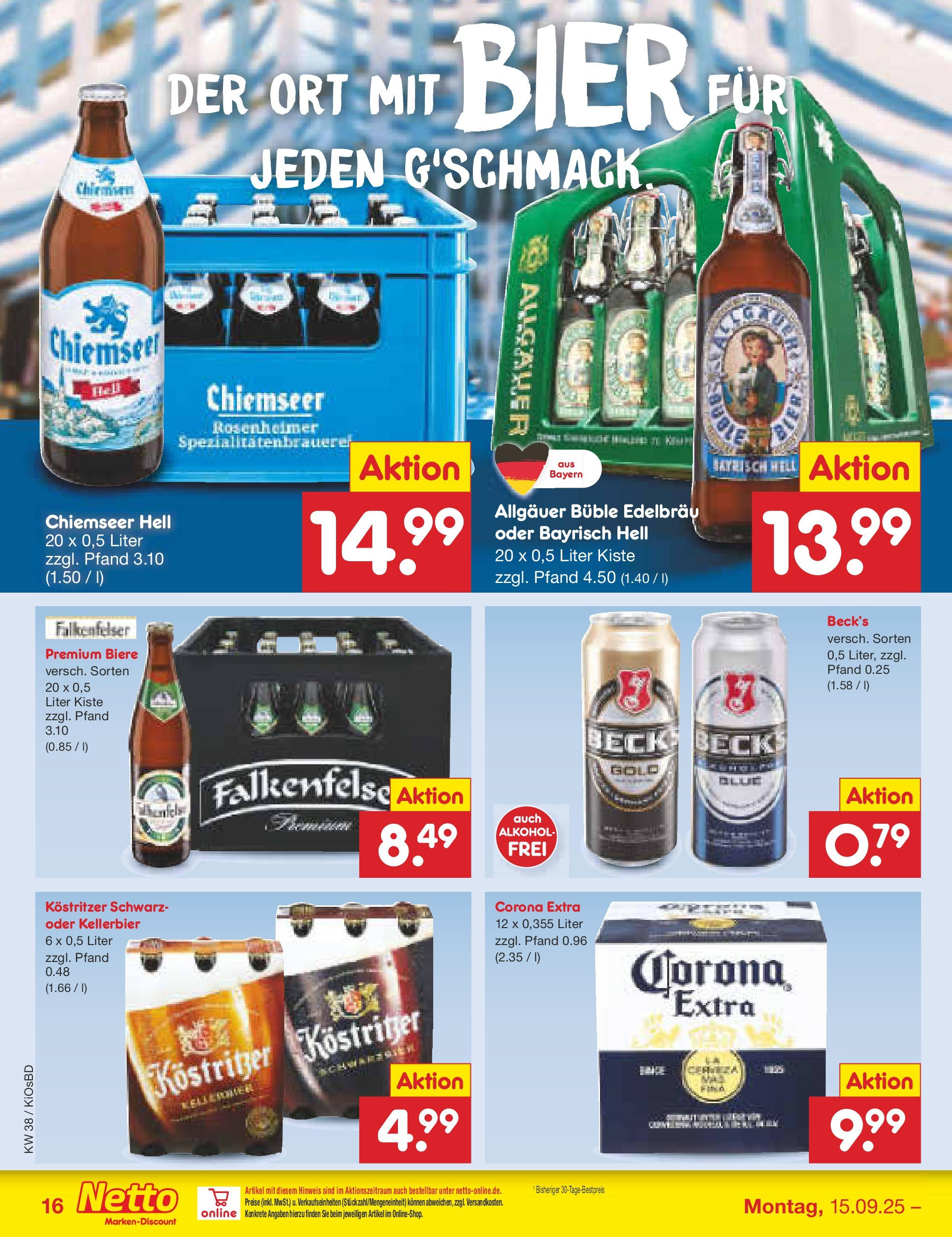 Netto Marken-Discount prospekt Mistelbach	 (ab 14.09.2025) » Angebote | Seite: 16 | Produkte: Kostritzer, Bier