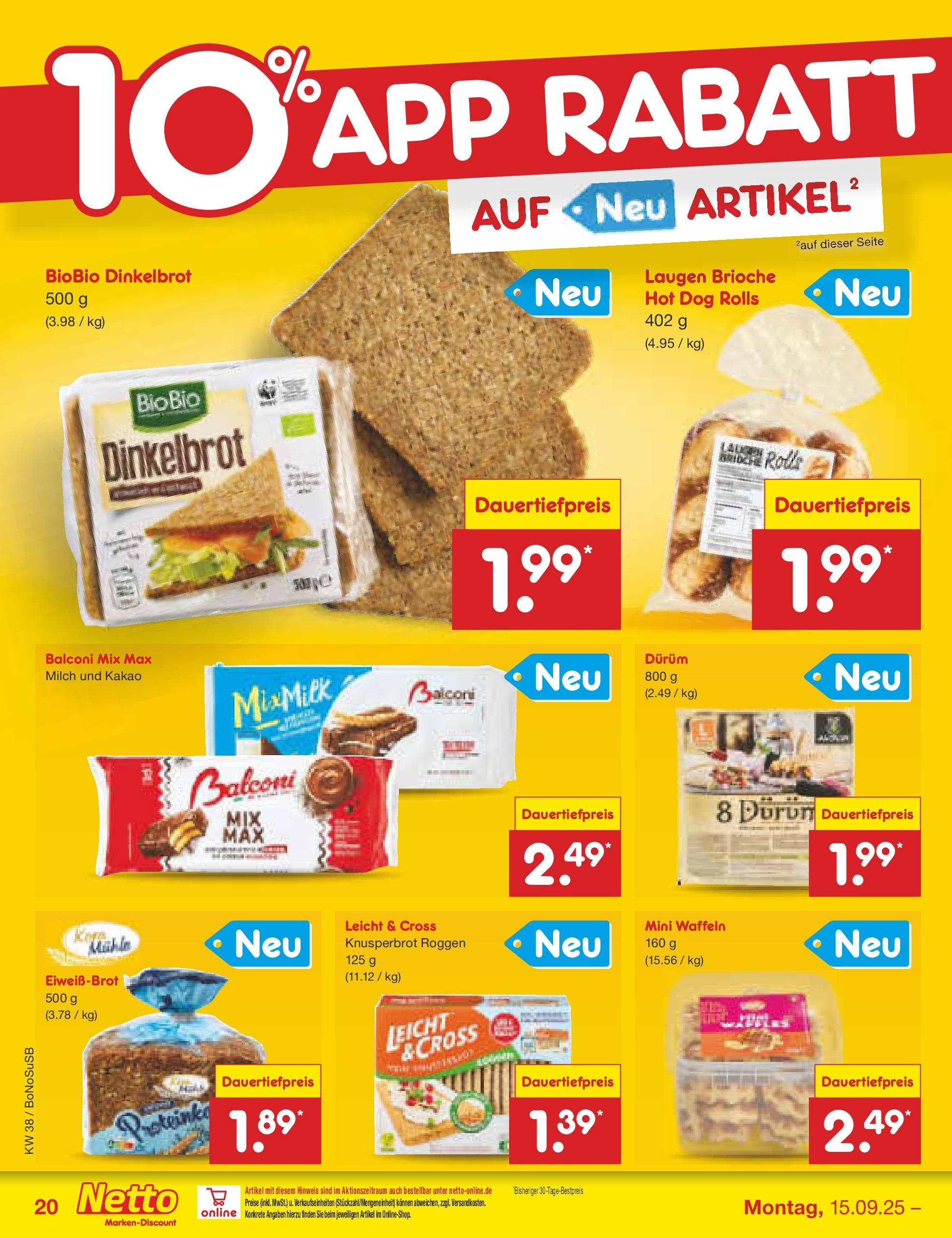 Netto Marken-Discount prospekt Herne	 (ab 15.09.2025) » Angebote | Seite: 22 | Produkte: Milch, Waffeln