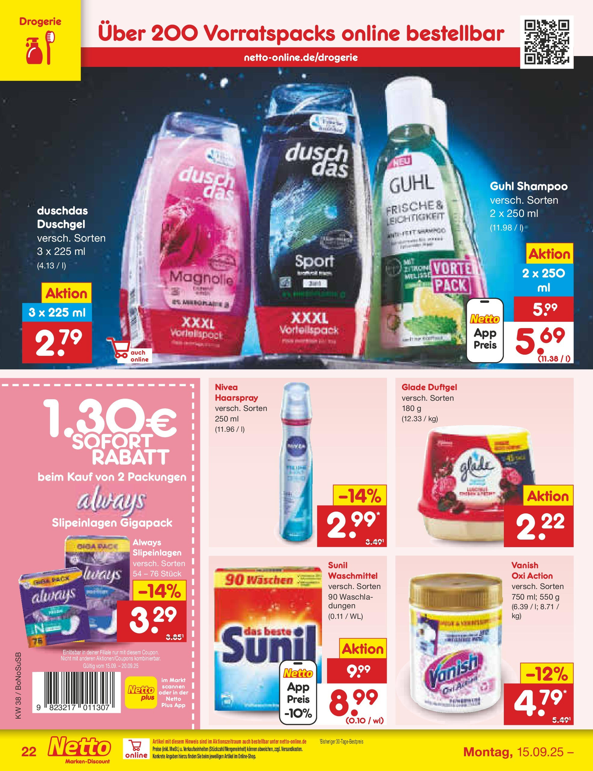 Netto Marken-Discount prospekt Herne	 (ab 15.09.2025) » Angebote | Seite: 24 | Produkte: Shampoo, Haarspray, Duschdas, Waschmittel