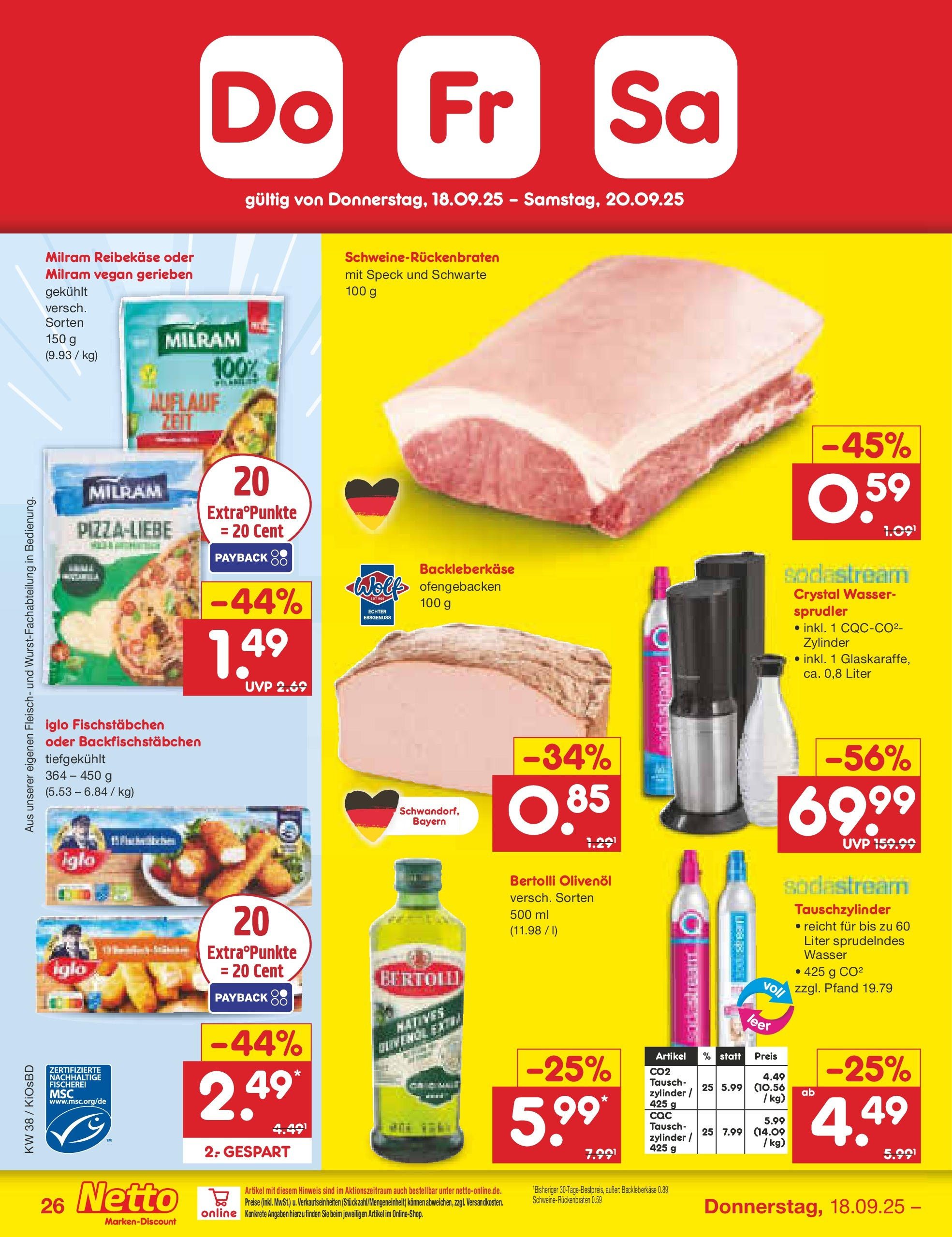 Netto Marken-Discount prospekt Mistelbach	 (ab 14.09.2025) » Angebote | Seite: 30 | Produkte: Iglo, Olivenol, Reibekase, Fleisch