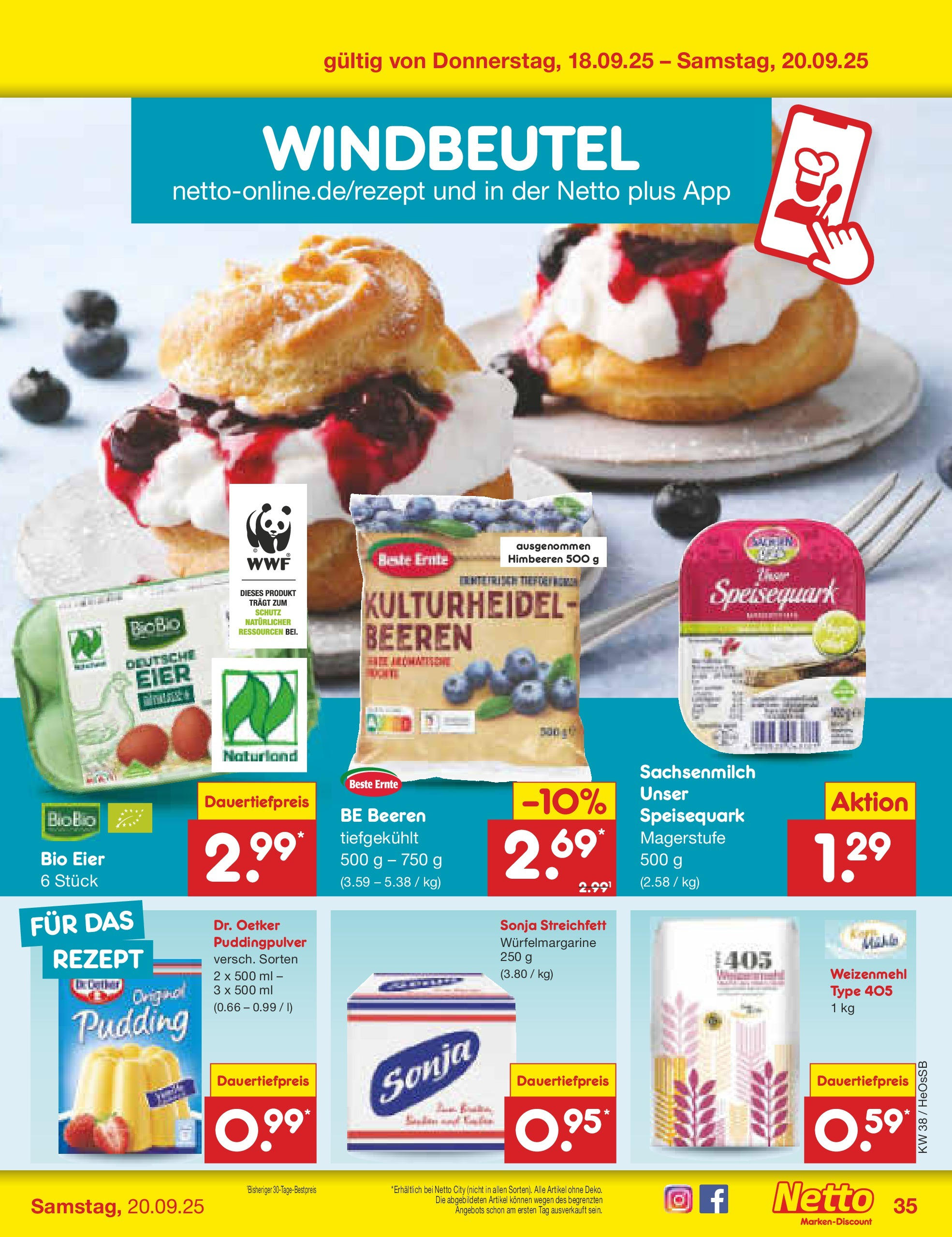 Netto Marken-Discount prospekt Kröpelin	 (ab 15.09.2025) » Angebote | Seite: 37 | Produkte: Himbeeren, Eier, Weizenmehl, Speisequark