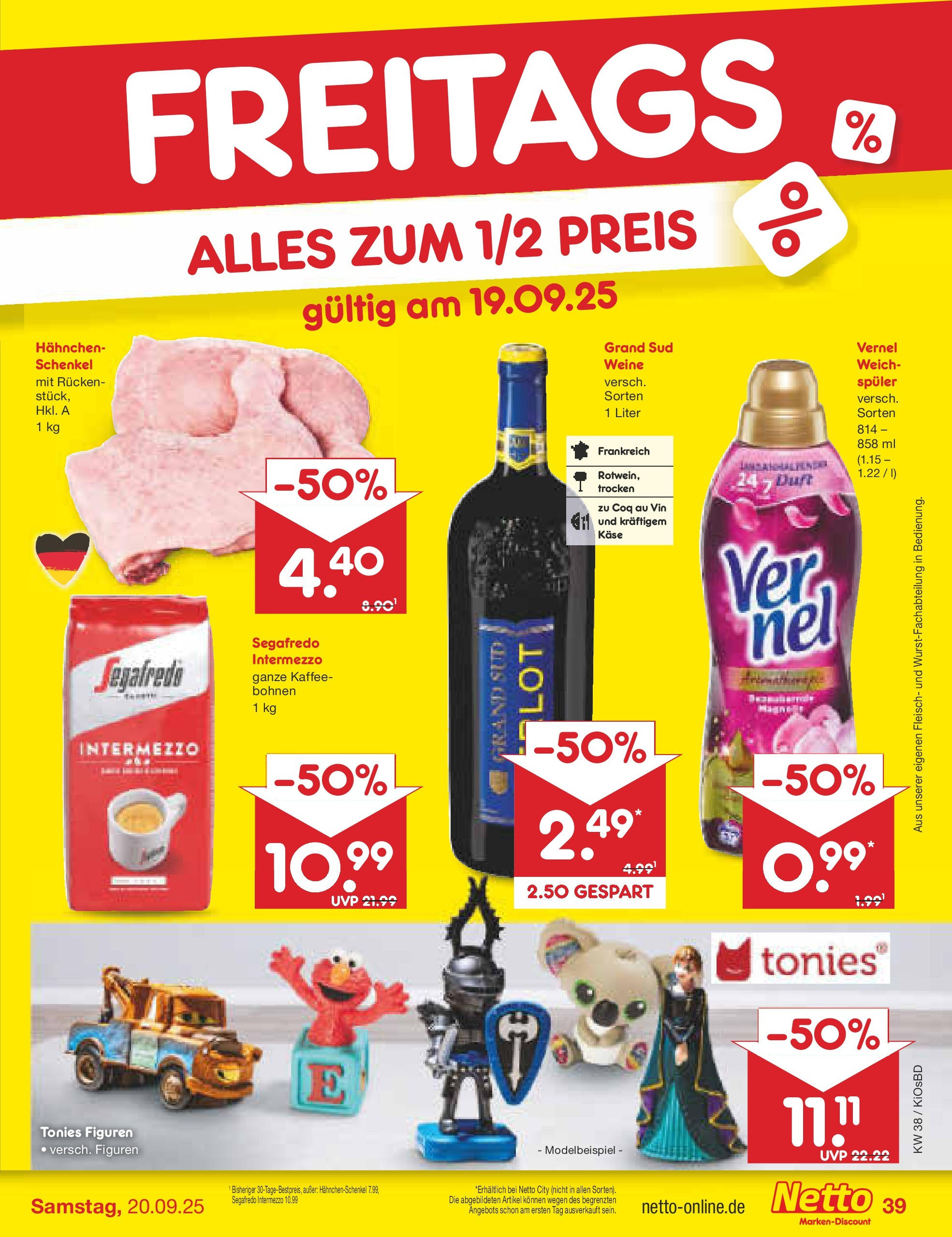 Netto Marken-Discount prospekt Mistelbach	 (ab 14.09.2025) » Angebote | Seite: 45 | Produkte: Hahnchenschenkel, Käse, Kaffee, Grand sud
