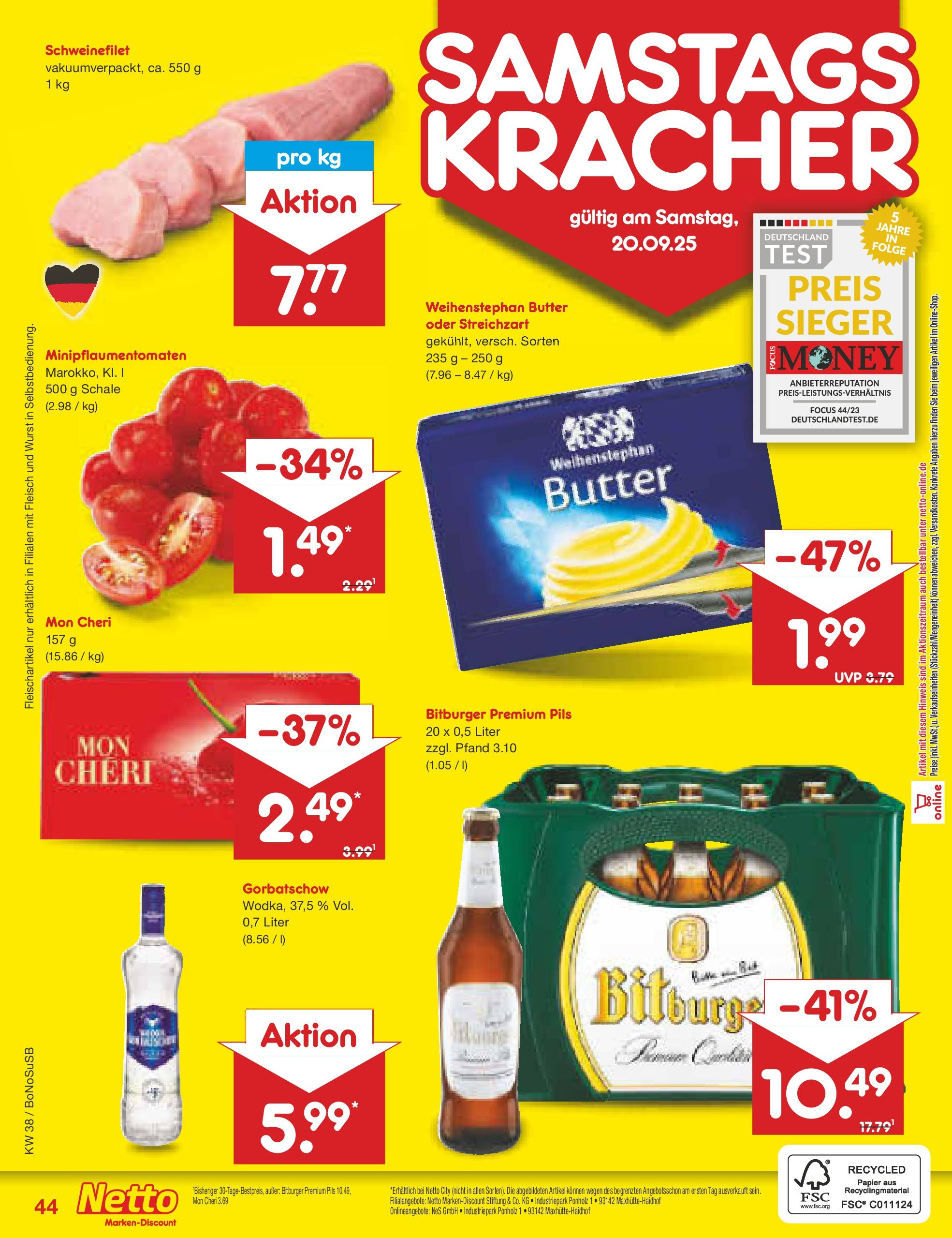 Netto Marken-Discount prospekt Herne	 (ab 15.09.2025) » Angebote | Seite: 51 | Produkte: Bitburger, Pils, Schweinefilet, Wurst