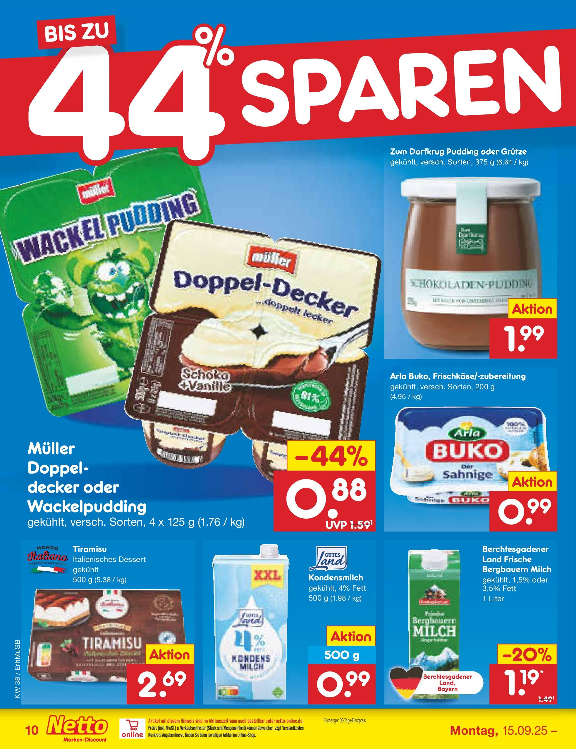 Netto Marken-Discount prospekt München	 (ab 15.09.2025) » Angebote | Seite: 10 | Produkte: Milch, Pudding