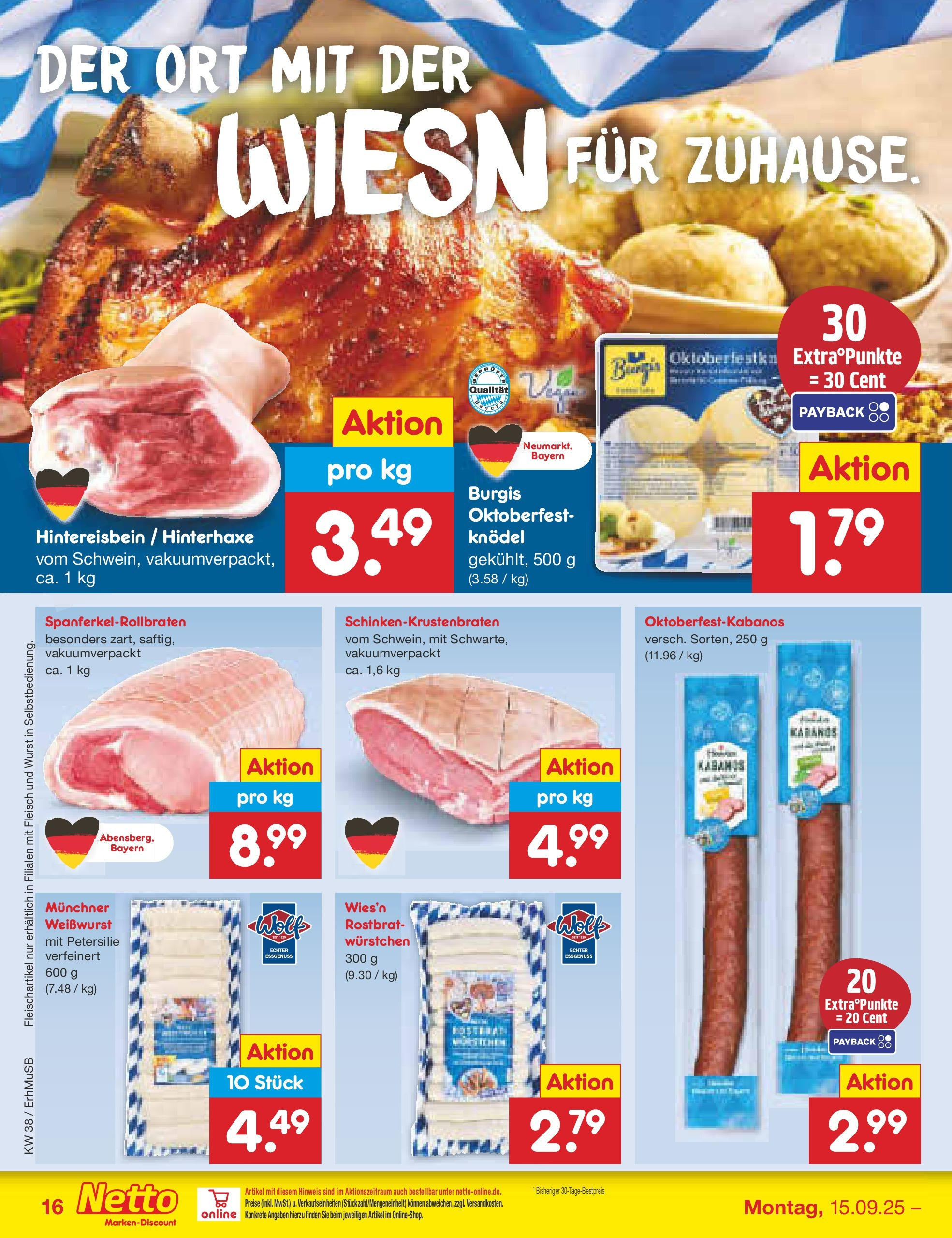 Netto Marken-Discount prospekt München	 (ab 15.09.2025) » Angebote | Seite: 16 | Produkte: Weißwurst, Wurst, Petersilie, Fleisch