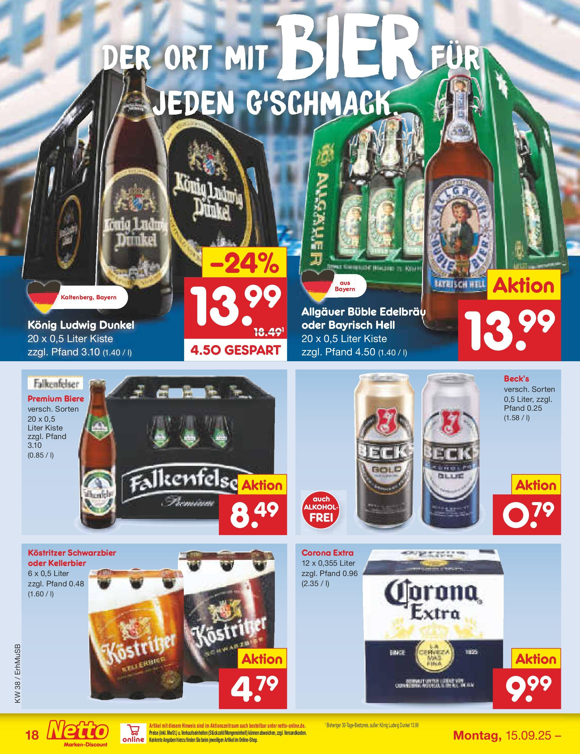 Netto Marken-Discount prospekt München	 (ab 15.09.2025) » Angebote | Seite: 18 | Produkte: Kostritzer, Bier