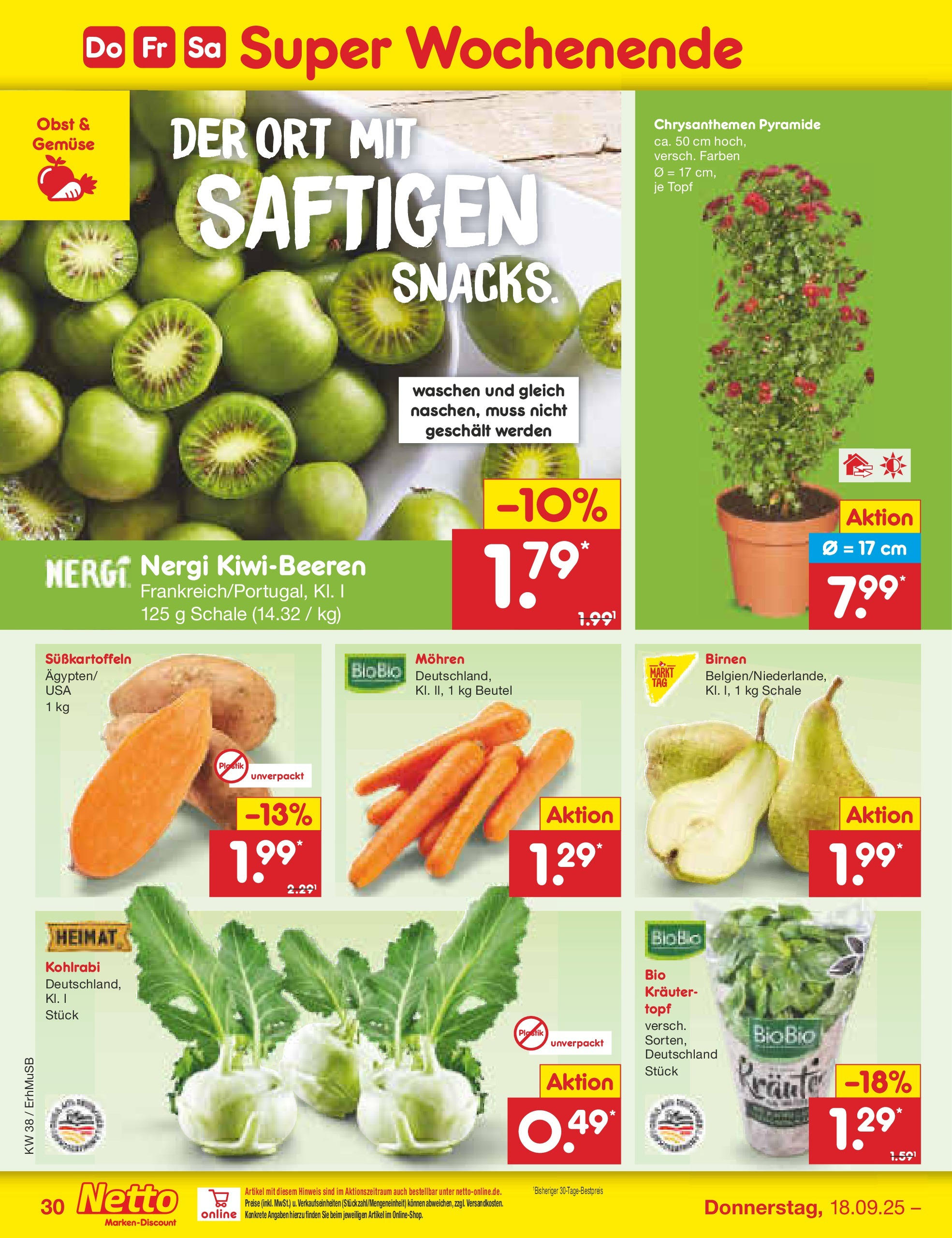 Netto Marken-Discount prospekt München	 (ab 15.09.2025) » Angebote | Seite: 34 | Produkte: Kohlrabi, Mohren, Gemüse, Obst