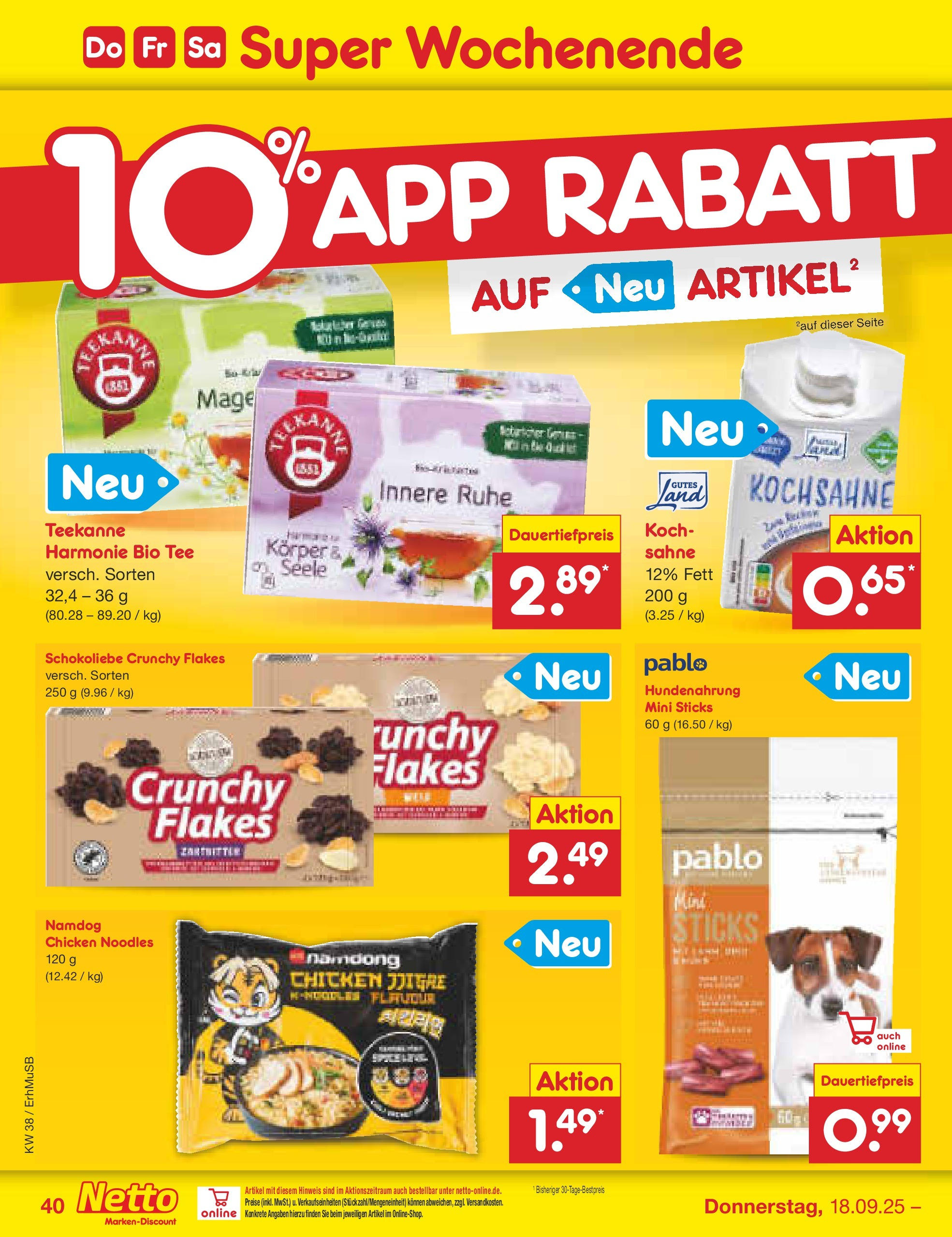 Netto Marken-Discount prospekt München	 (ab 15.09.2025) » Angebote | Seite: 44 | Produkte: Teekanne, Tee, Sahne