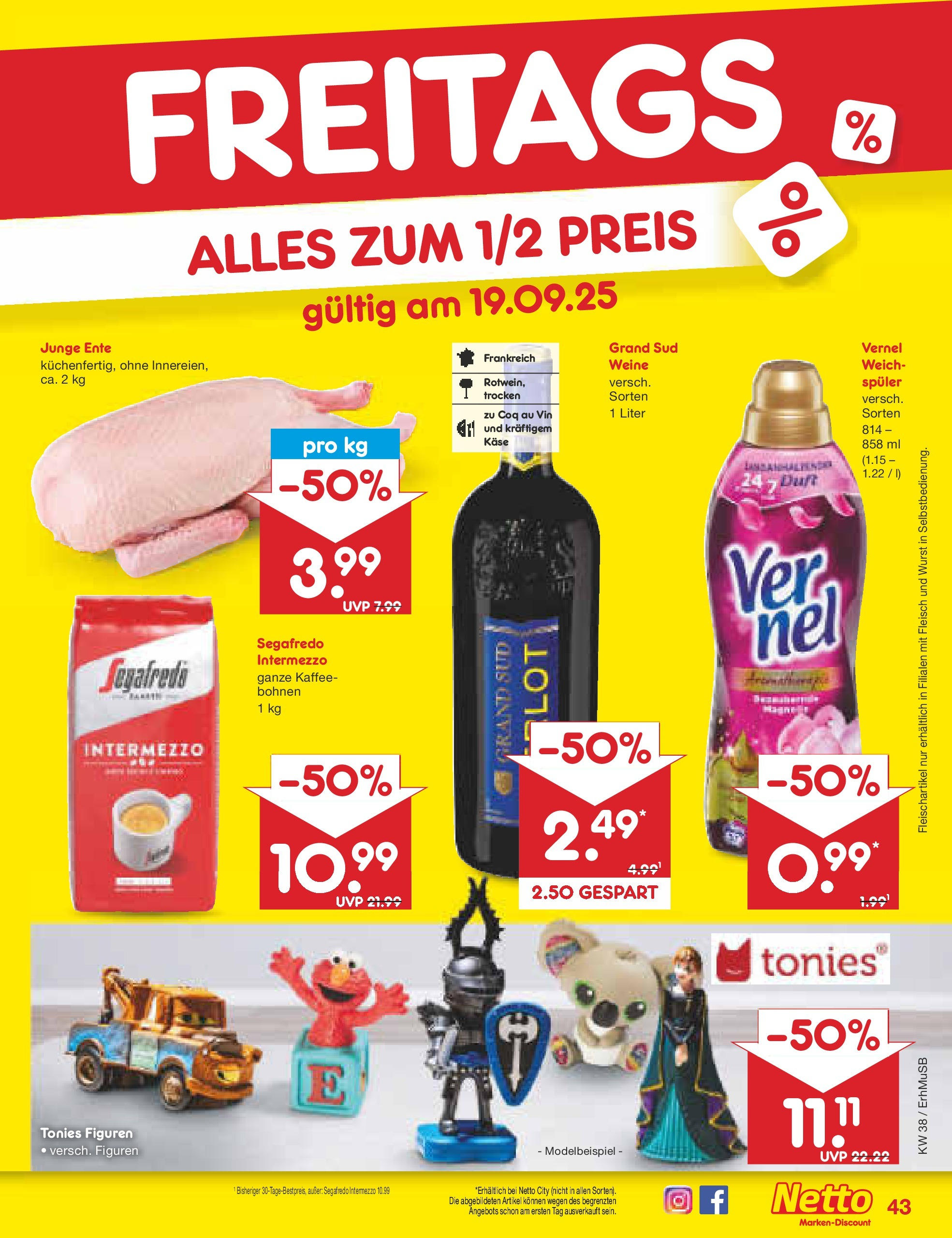 Netto Marken-Discount prospekt München	 (ab 15.09.2025) » Angebote | Seite: 49 | Produkte: Käse, Fleisch, Vernel, Segafredo