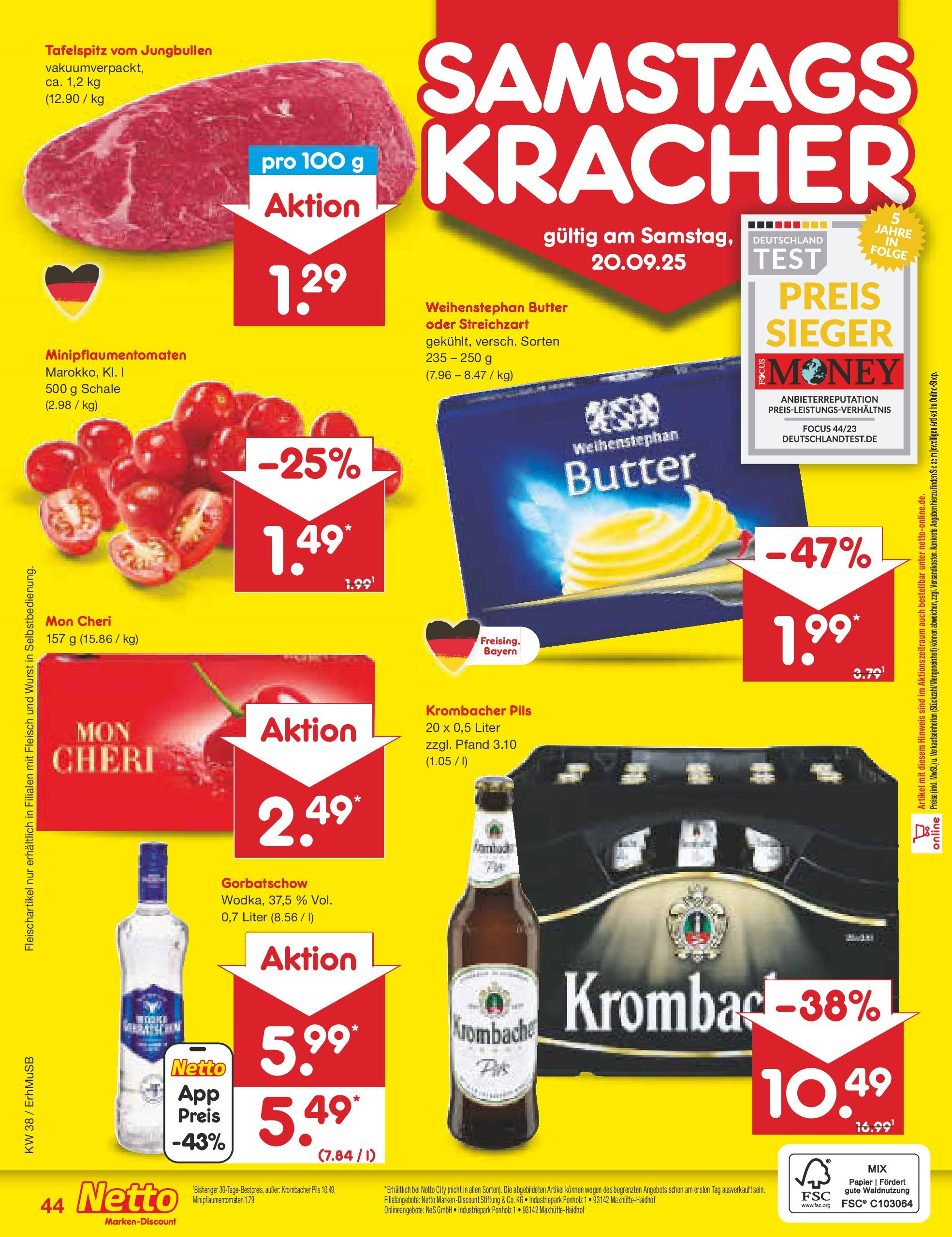 Netto Marken-Discount prospekt München	 (ab 15.09.2025) » Angebote | Seite: 51 | Produkte: Tafelspitz, Butter, Weihenstephan butter, Wurst