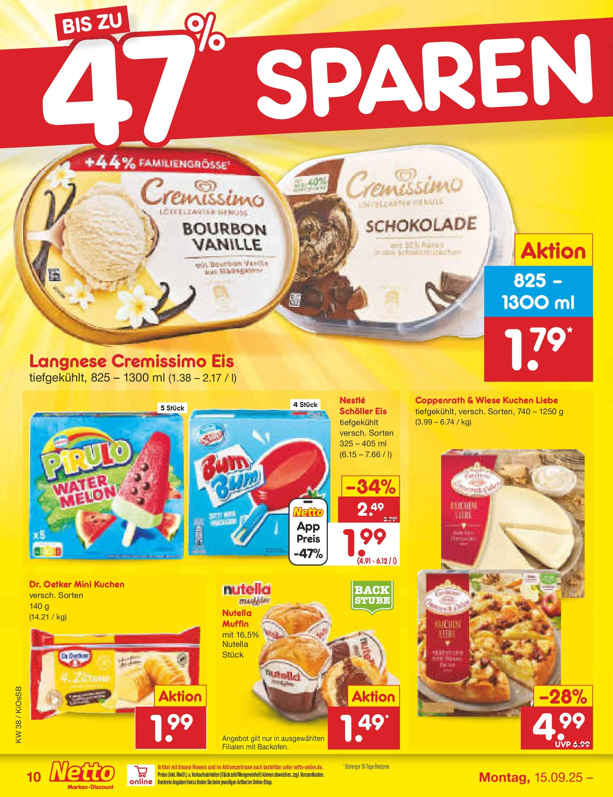 Netto Marken-Discount prospekt Oberhaid	 (ab 14.09.2025) » Angebote | Seite: 10 | Produkte: Langnese, Langnese cremissimo, Schokolade, Bourbon