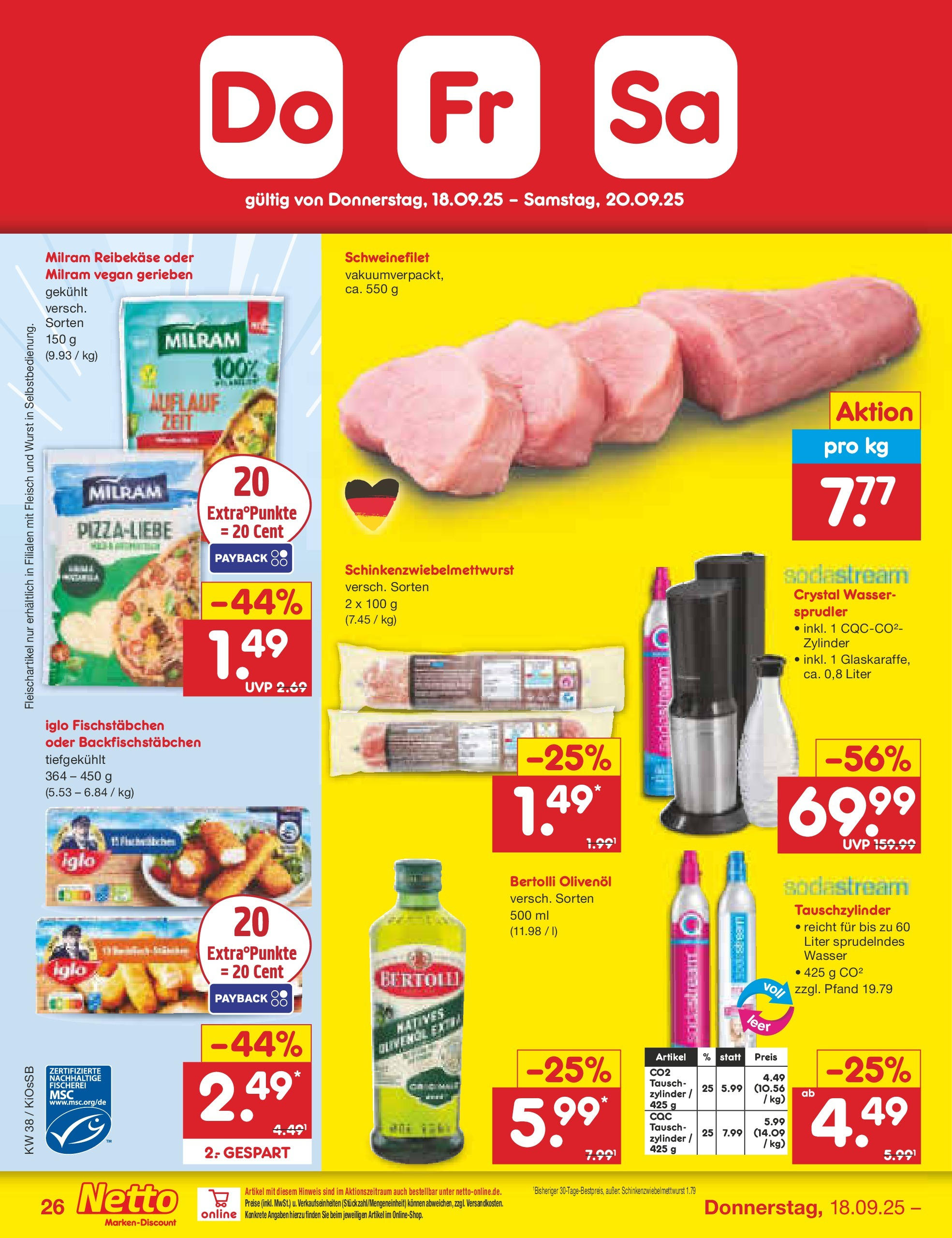 Netto Marken-Discount prospekt Oberhaid	 (ab 14.09.2025) » Angebote | Seite: 30 | Produkte: Iglo, Bertolli olivenol, Fischstabchen, Wurst