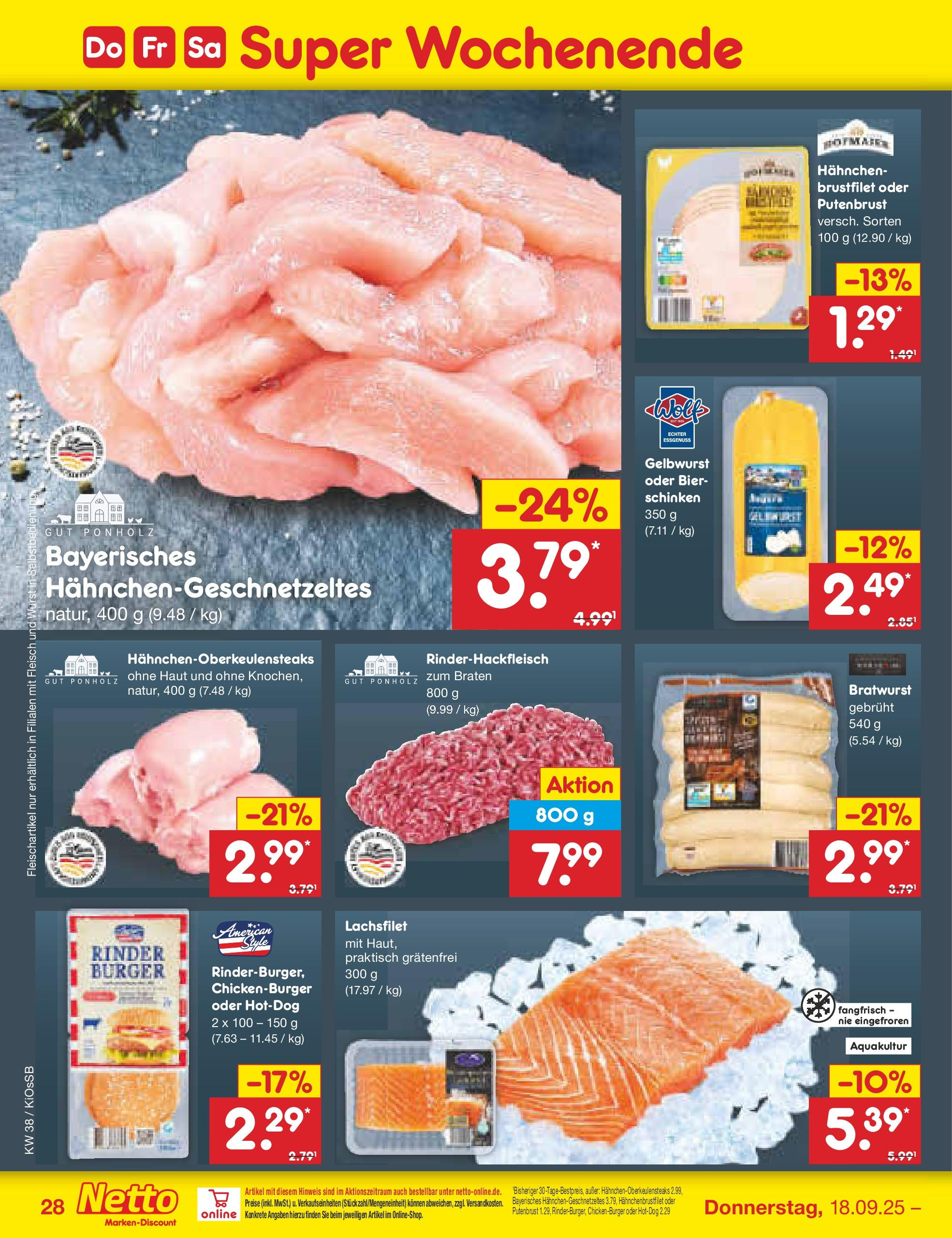 Netto Marken-Discount prospekt Oberhaid	 (ab 14.09.2025) » Angebote | Seite: 32 | Produkte: Hahnchen, Bier, Bratwurst, Schinken