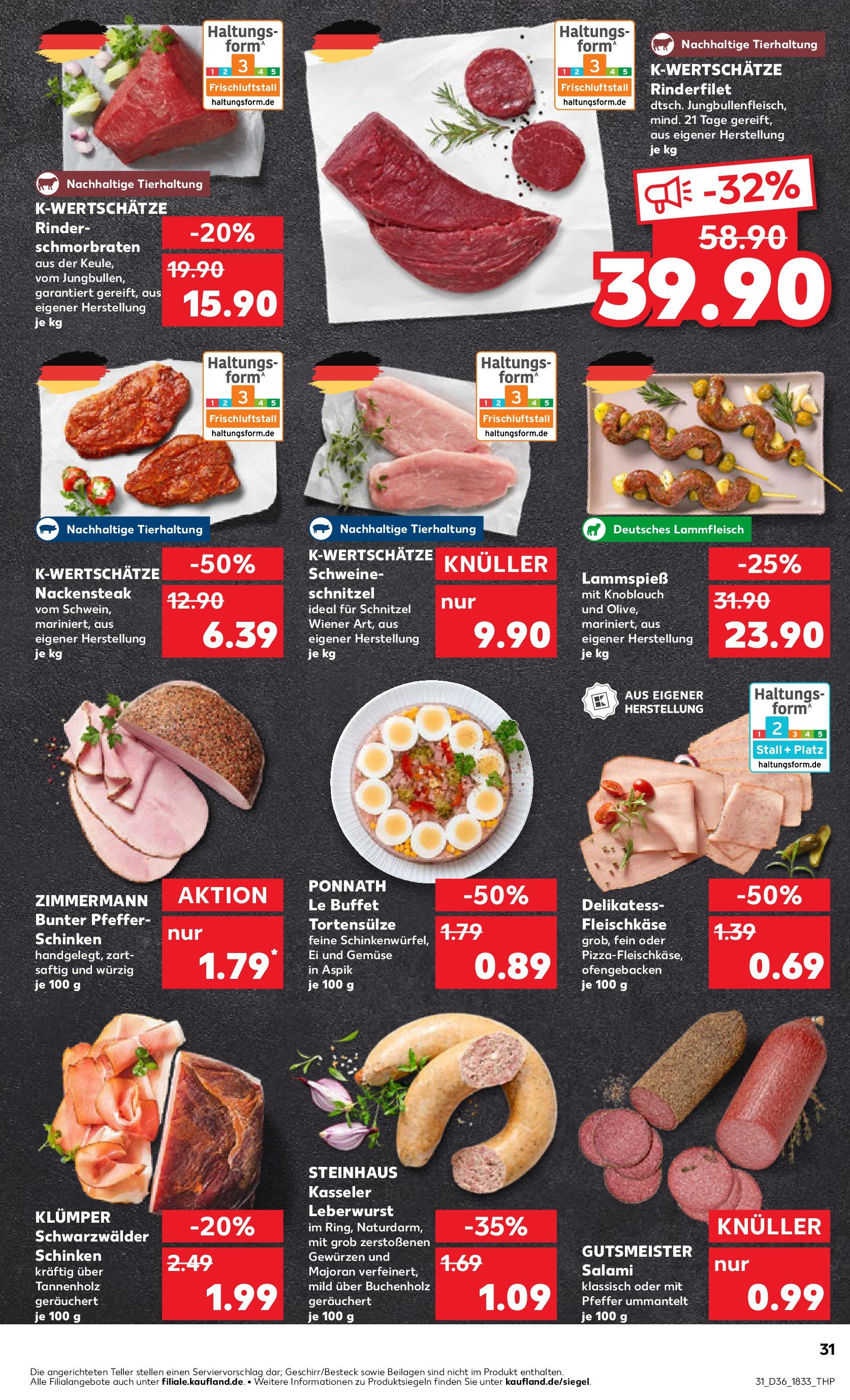 Prospekt Kaufland ab 07.09.2025 » Angebote Online zum Blättern | Seite: 31 | Produkte: Rinderfilet, Gemüse, Pfeffer, Salami
