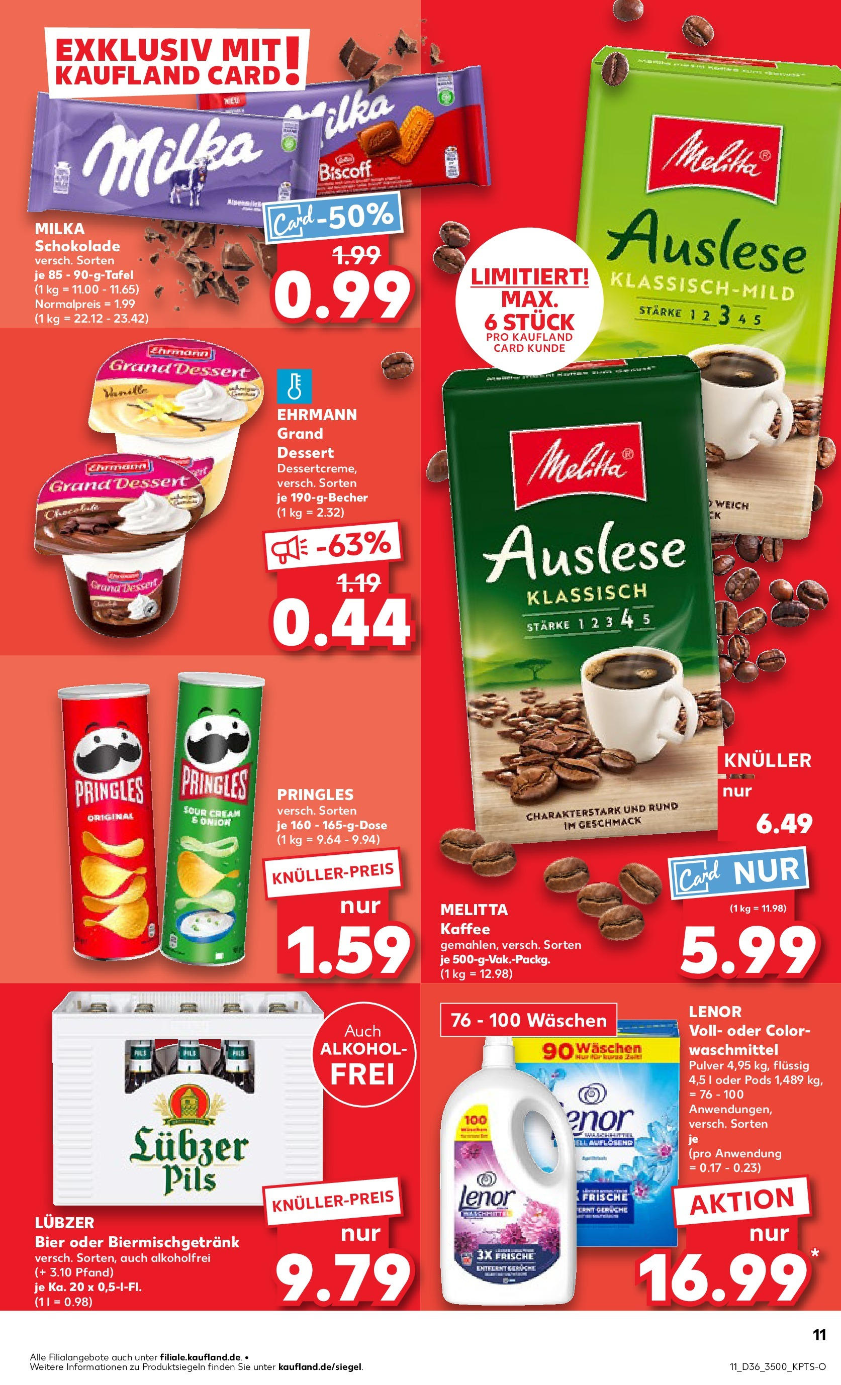 Prospekt Kaufland ab 07.09.2025 » Angebote und Werbung Online | Seite: 11 | Produkte: Lenor, Ehrmann grand dessert, Milka, Chips Prospekt Kaufland ab 07.09.2025 » Angebote Online zum Blättern | Seite: 11 | Produkte: Lenor, Ehrmann grand dessert, Milka, Chips