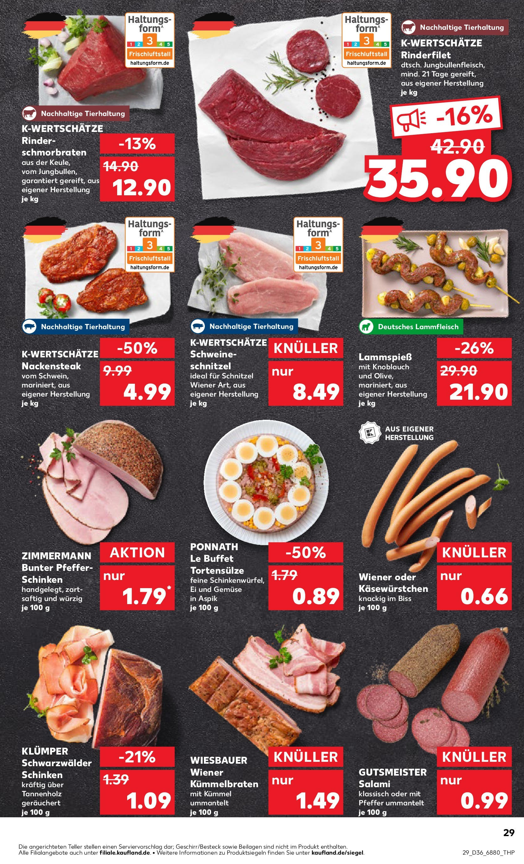 Prospekt Kaufland ab 07.09.2025 » Angebote Online zum Blättern | Seite: 29 | Produkte: Rinderfilet, Schnitzel, Pfeffer, Salami