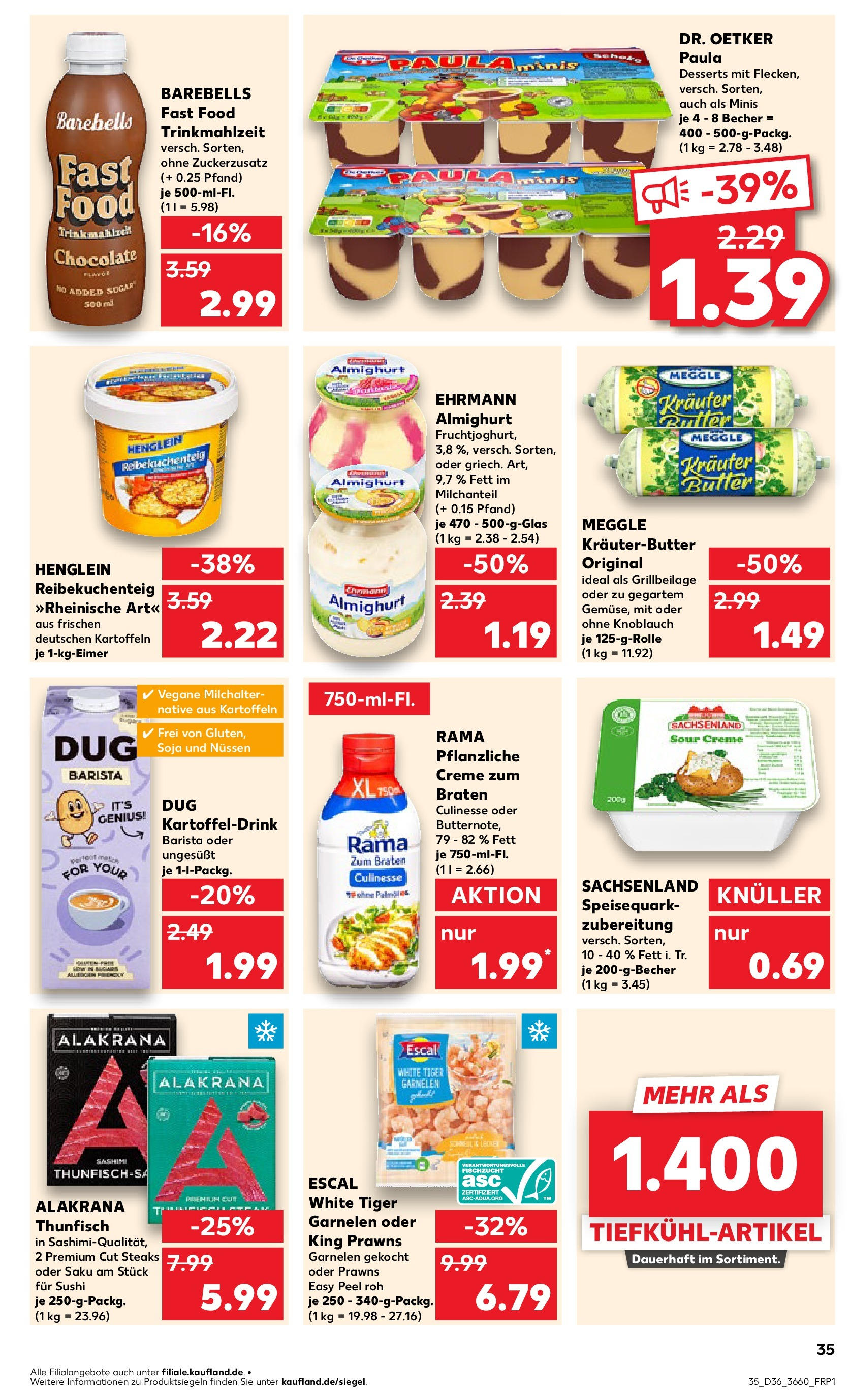 Prospekt Kaufland ab 07.09.2025 » Angebote Online zum Blättern | Seite: 35 | Produkte: Ehrmann almighurt, Garnelen, Creme, Knoblauch
