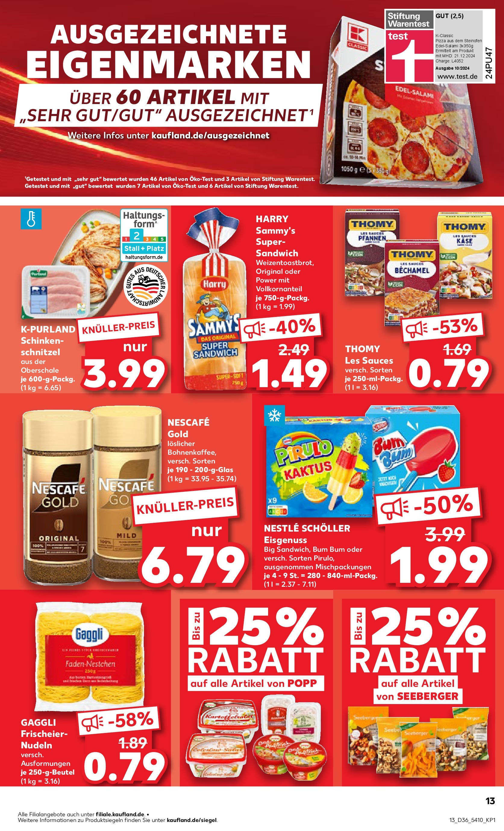 Prospekt Kaufland ab 07.09.2025 » Angebote Online zum Blättern | Seite: 13 | Produkte: Nescafe, Thomy les sauces, Nudeln, Nescafe gold
