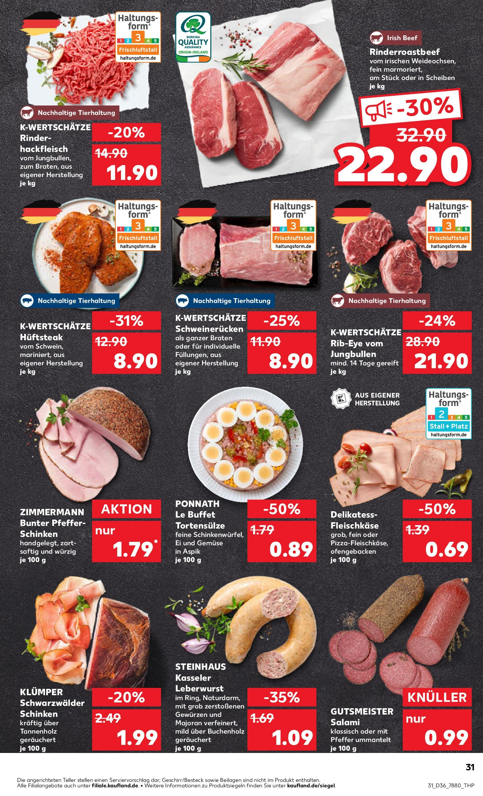 Prospekt Kaufland ab 07.09.2025 » Angebote Online zum Blättern | Seite: 31 | Produkte: Gemüse, Salami, Schinken, Steak