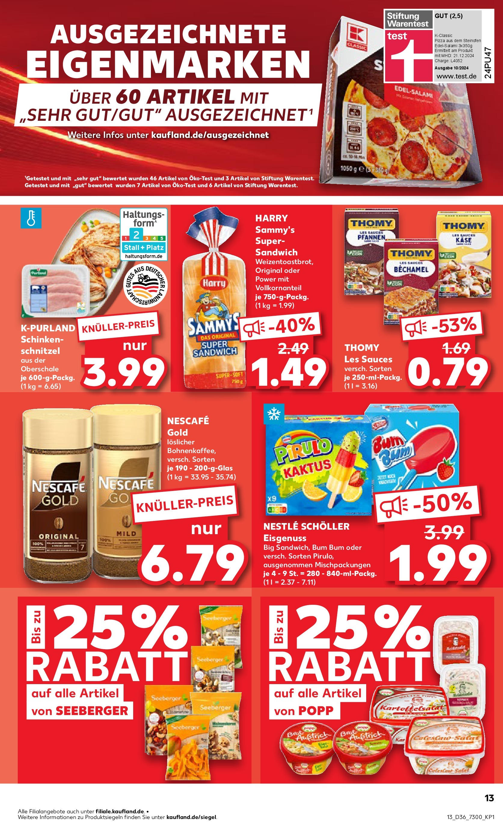 Prospekt Kaufland ab 07.09.2025 » Angebote Online zum Blättern | Seite: 13 | Produkte: Nescafe, Brot, Pizza, Nescafe gold