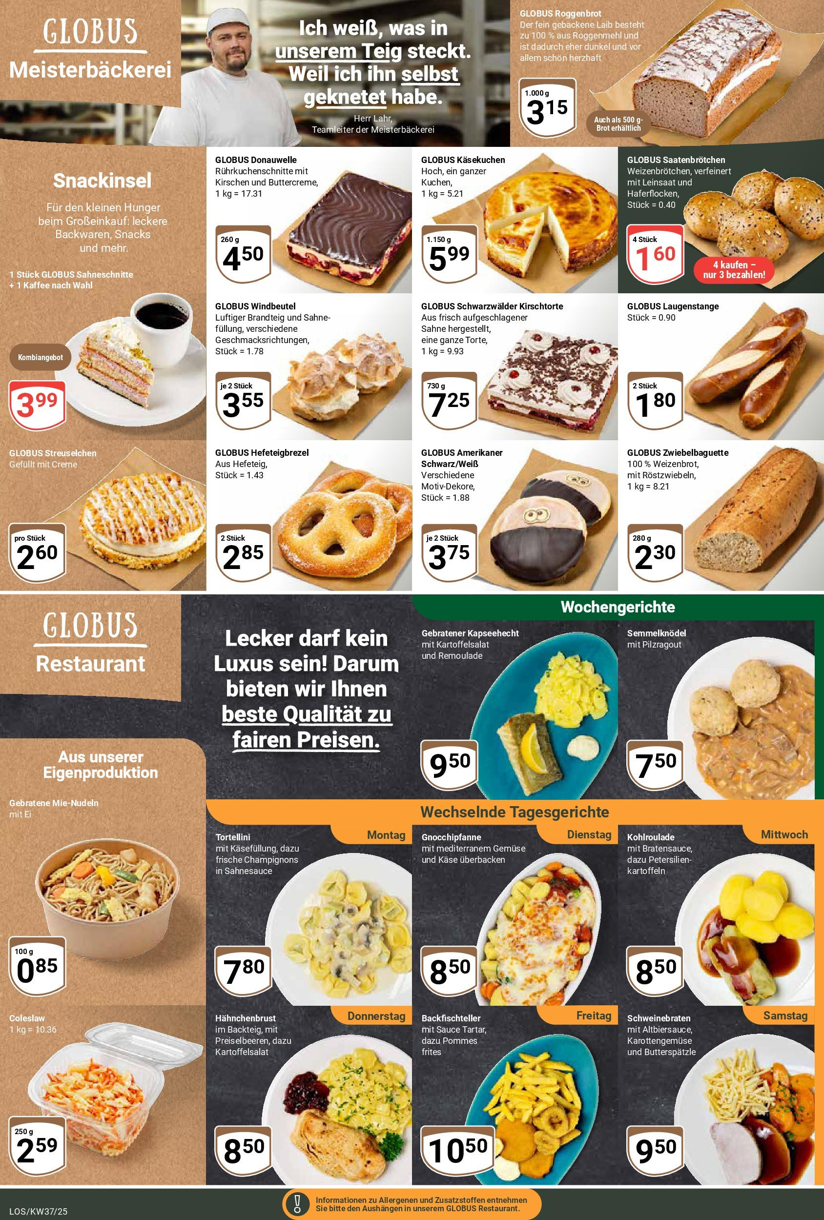 Globus prospekt Losheim Am See	 (ab 07.09.2025) » Angebote online | Seite: 9 | Produkte: Käse, Creme, Gemüse, Brot