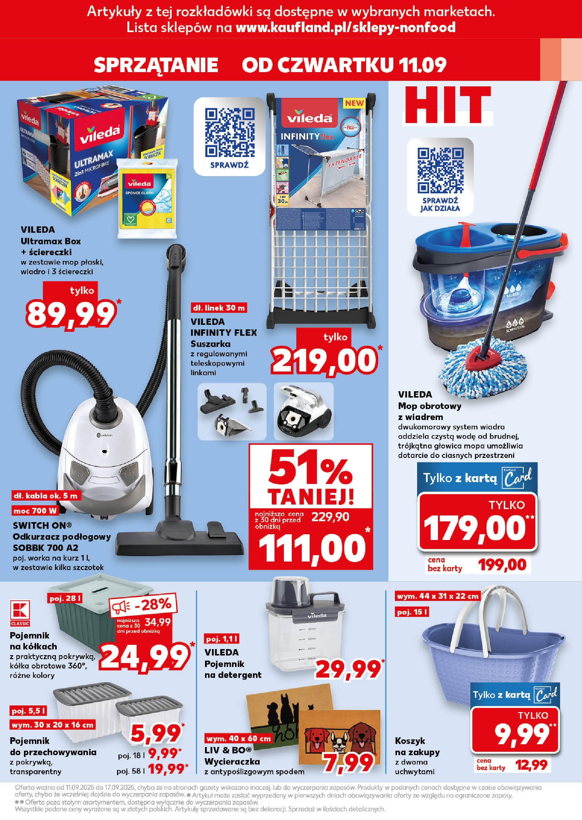 Kaufland gazetka - Mega okazje od 11.09.2025 - od jutra PDF | Strona: 13 | Produkty: Karta, Suszarka, Vileda, Detergent