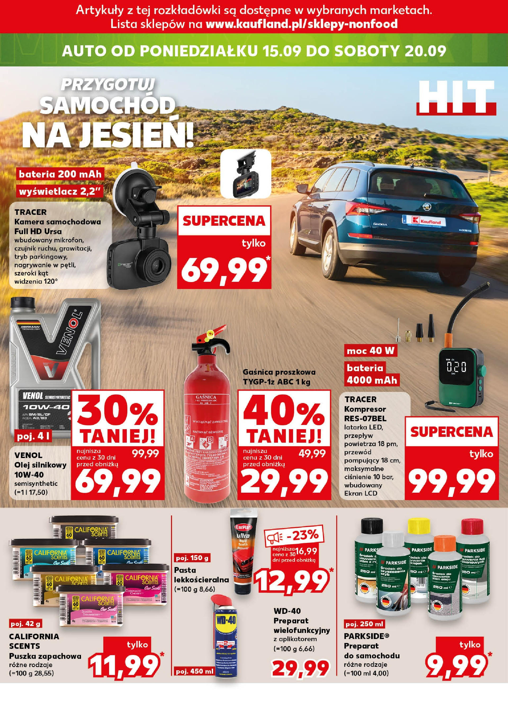 Kaufland gazetka - Mega okazje od 11.09.2025 - od jutra PDF | Strona: 26 | Produkty: Gaśnica, Bateria, Kamera samochodowa, Olej