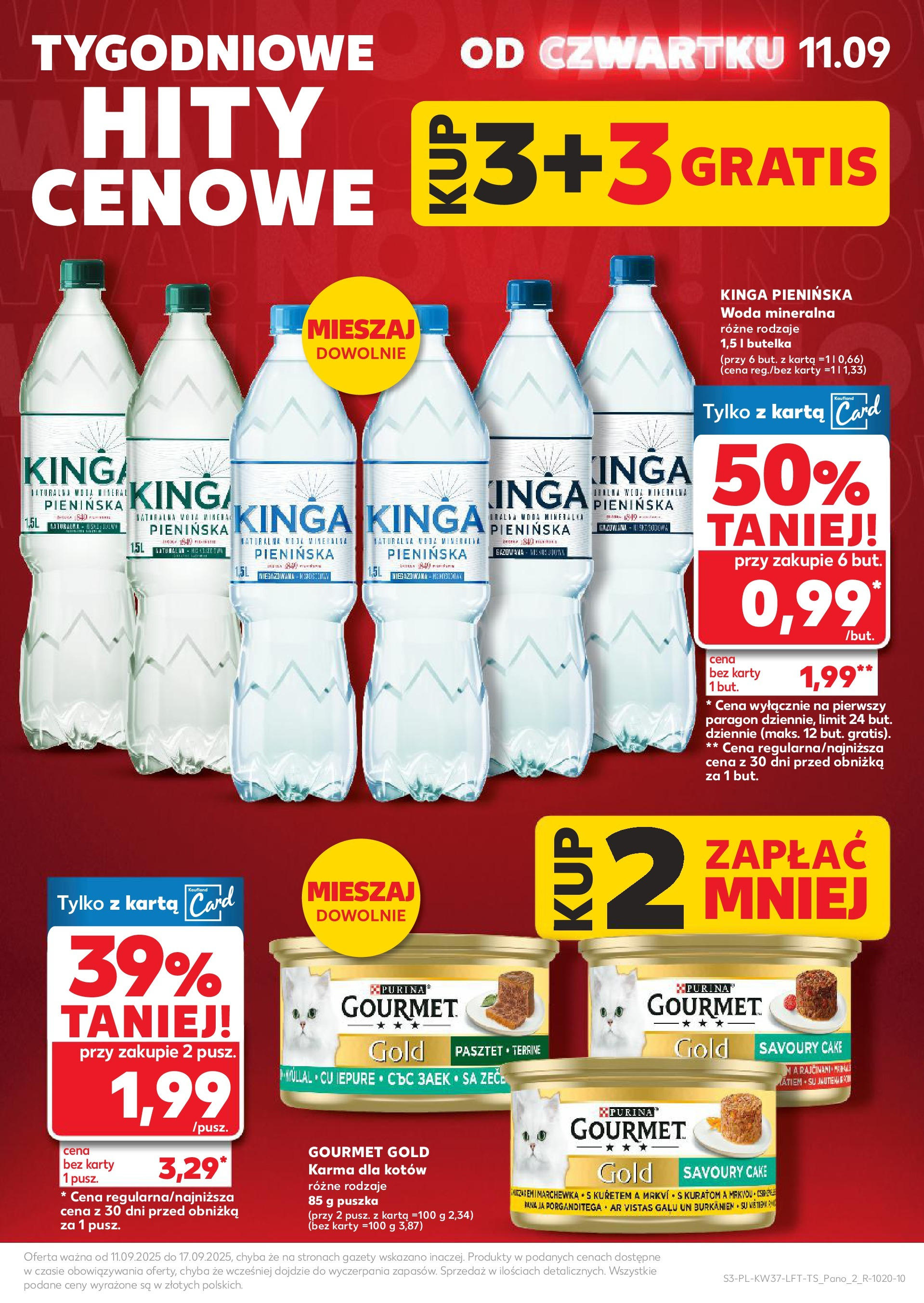 Kaufland gazetka od 11.09.2025 - od jutra PDF | Strona: 3 | Produkty: Karta, Karma dla kotów, Woda