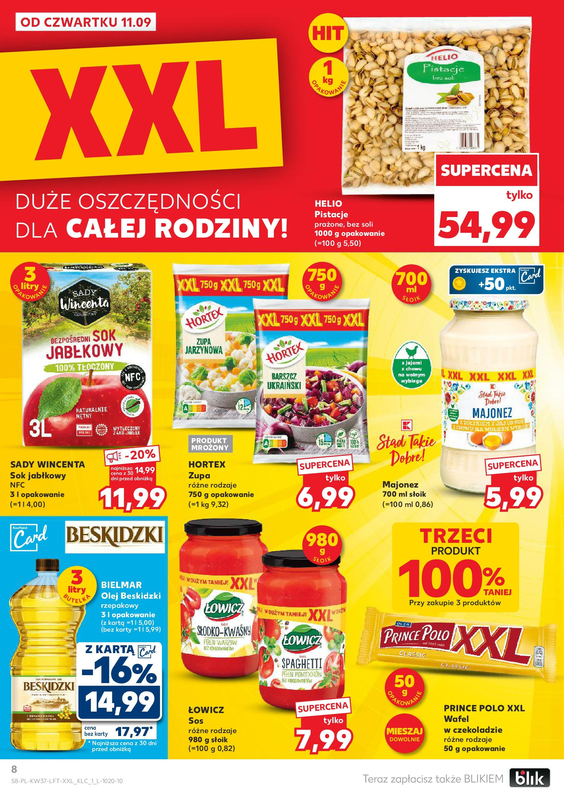 Kaufland gazetka od 11.09.2025 - od jutra PDF | Strona: 8 | Produkty: Prince polo xxl, Zupa, Sok, Majonez