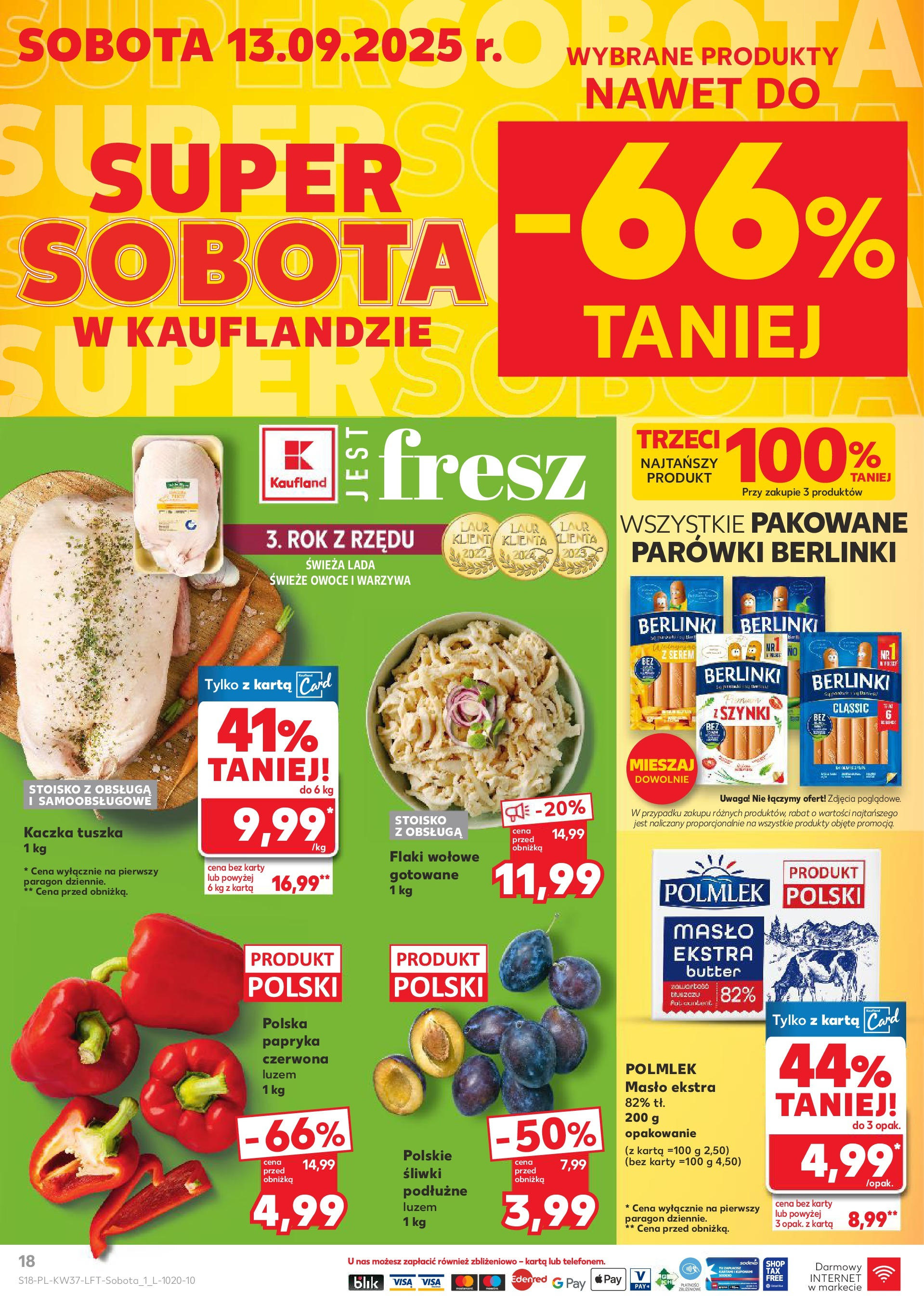 Kaufland gazetka od 11.09.2025 - od jutra PDF | Strona: 18 | Produkty: Parówki berlinki, Papryka, Śliwki, Papryka czerwona