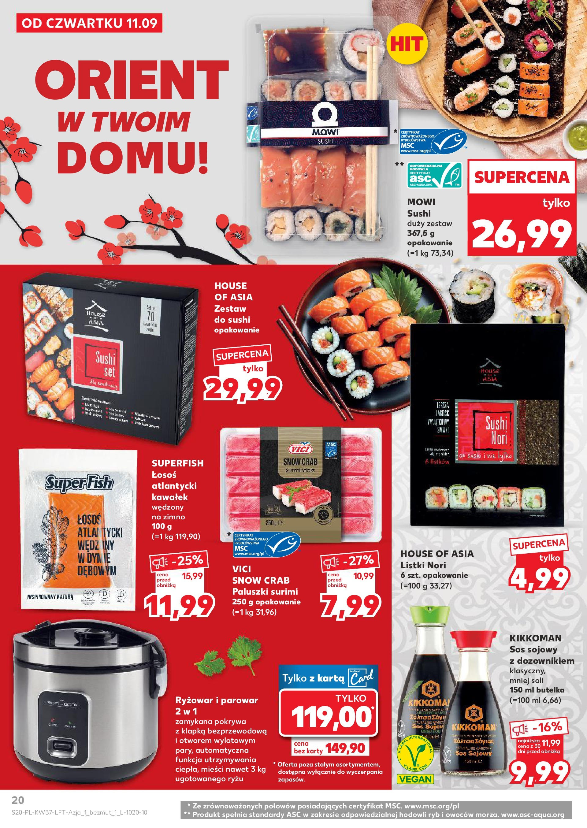 Kaufland gazetka od 11.09.2025 - od jutra PDF | Strona: 20 | Produkty: Nori, Surimi, Sushi, Sos sojowy