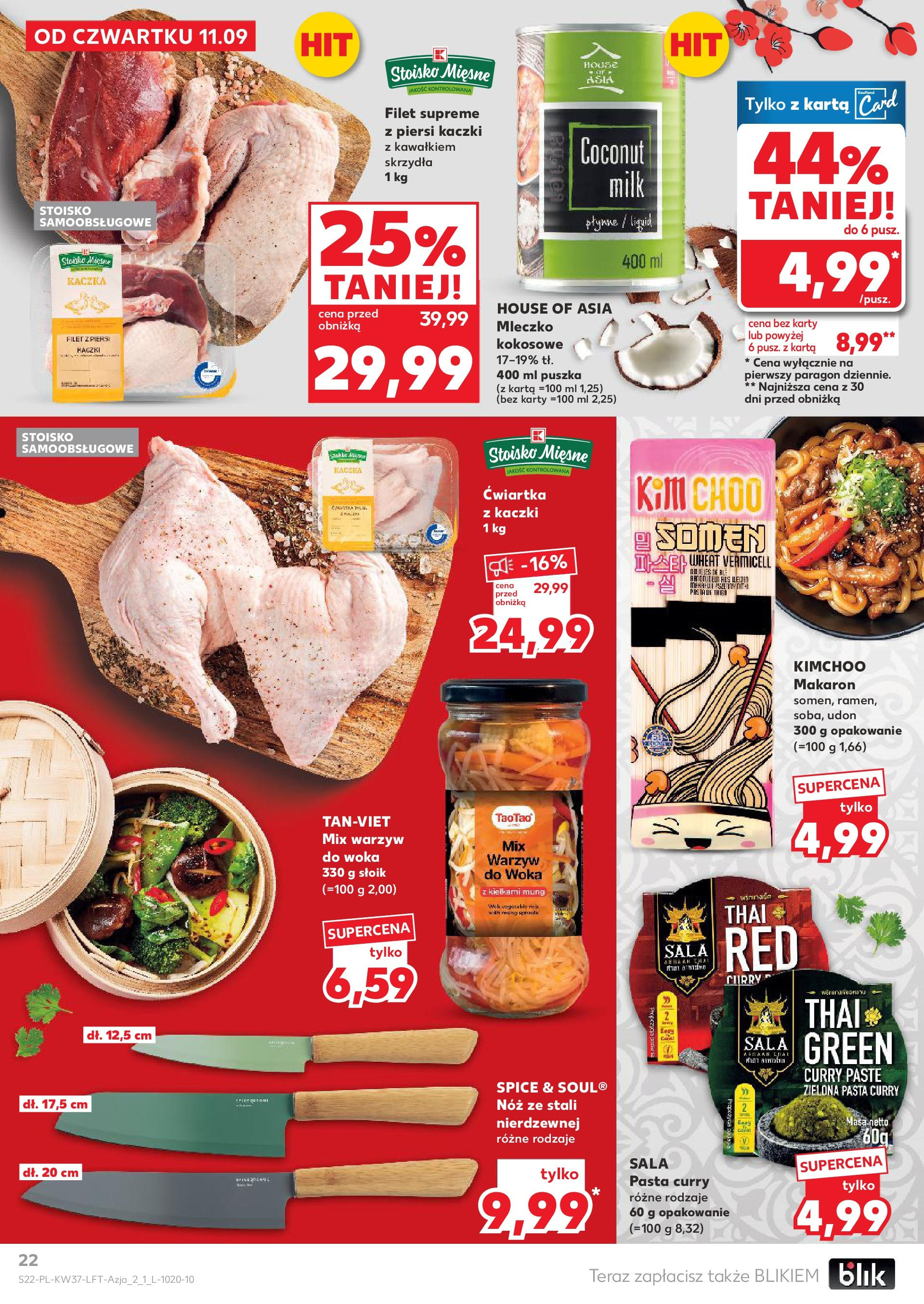 Kaufland gazetka od 11.09.2025 - od jutra PDF | Strona: 22 | Produkty: Karta, Kaczka, Pasta curry, Makaron