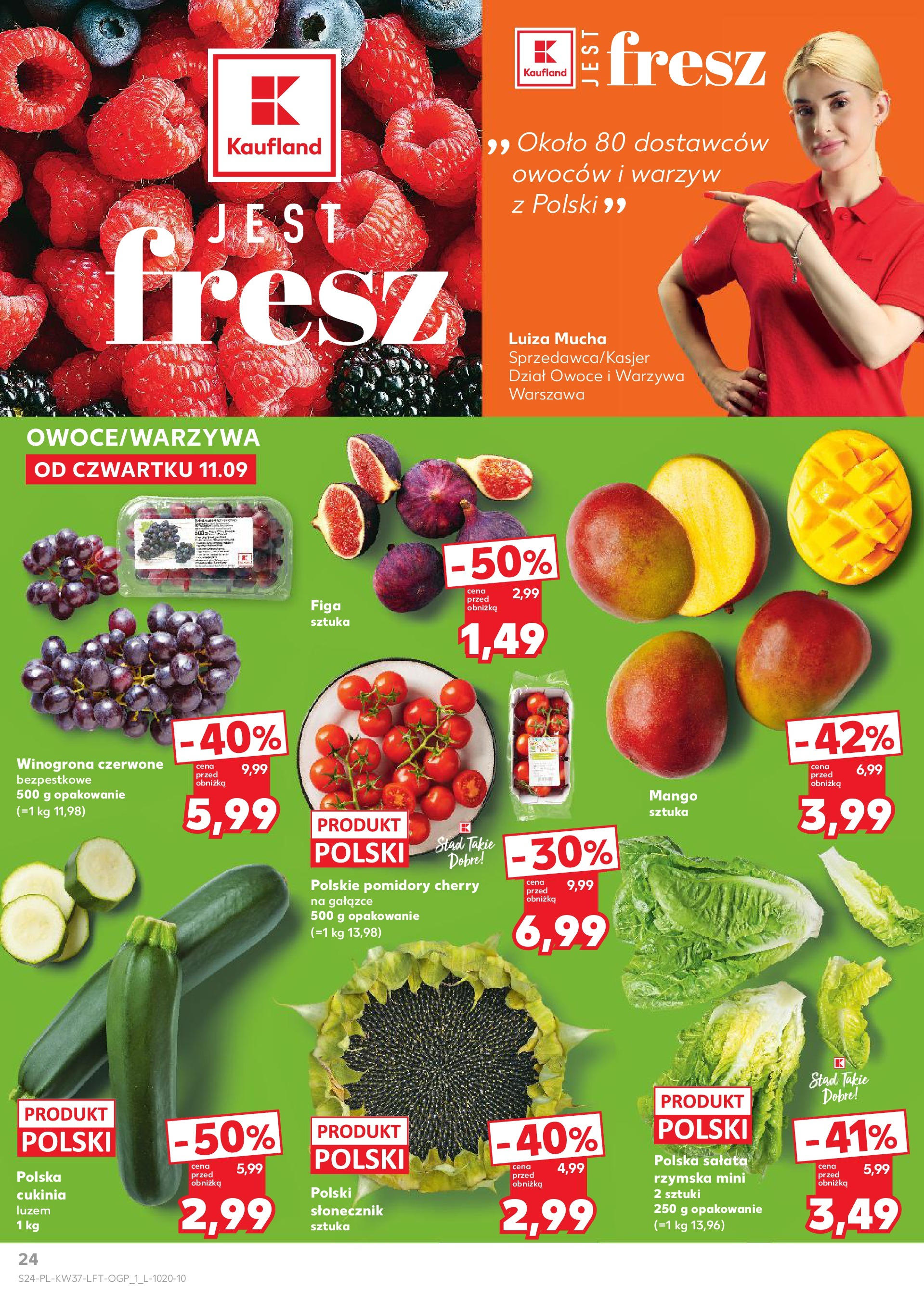 Kaufland gazetka od 11.09.2025 - od jutra PDF | Strona: 24 | Produkty: Mango, Cukinia, Słonecznik, Pomidory