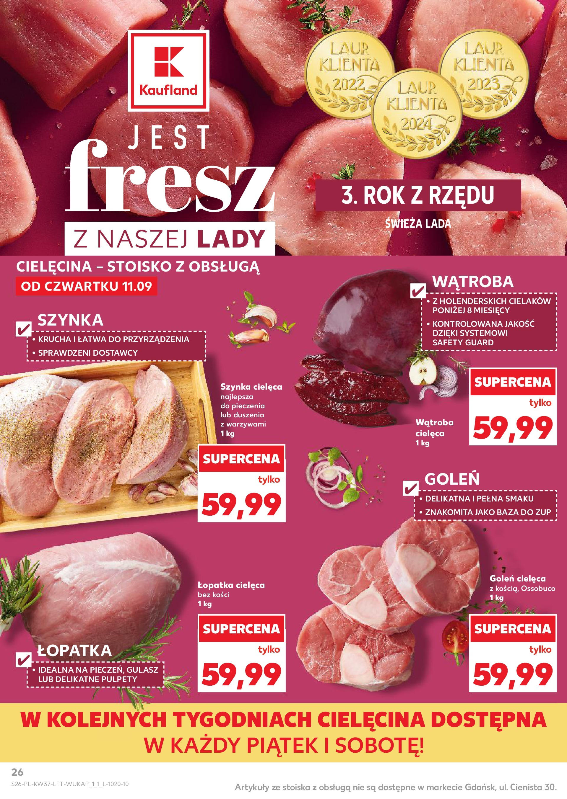 Kaufland gazetka od 11.09.2025 - od jutra PDF | Strona: 26 | Produkty: Szynka, Gulasz