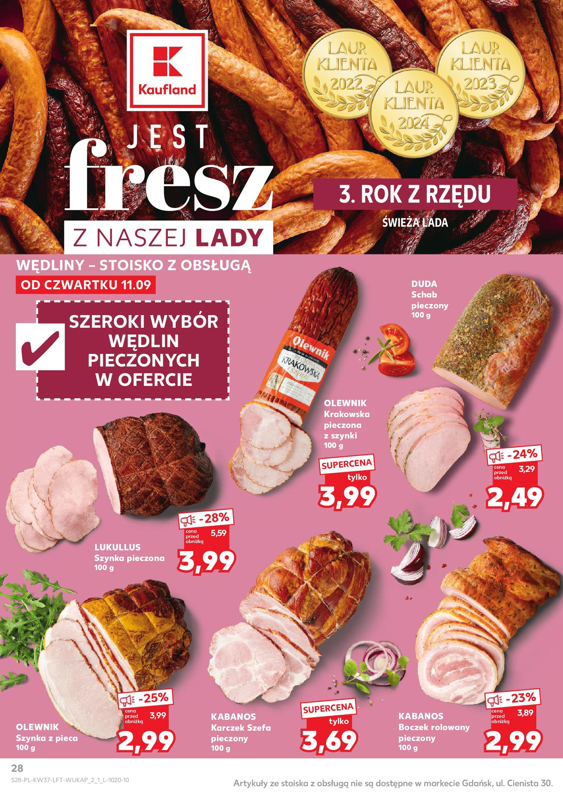 Kaufland gazetka od 11.09.2025 - od jutra PDF | Strona: 28 | Produkty: Schab, Boczek, Wędliny, Schab pieczony