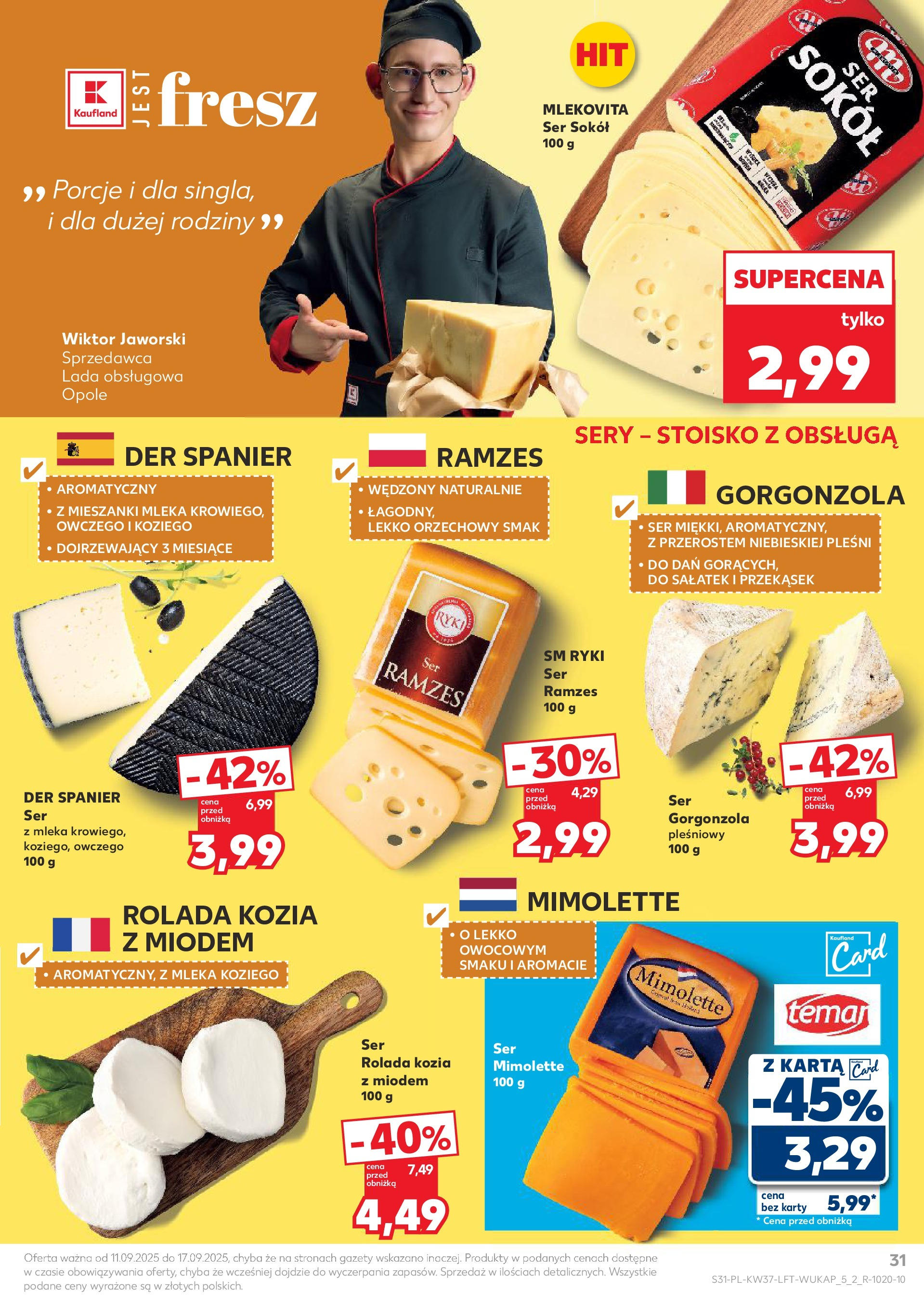 Kaufland gazetka od 11.09.2025 - od jutra PDF | Strona: 31 | Produkty: Karta, Rolada, Mleka, Sery